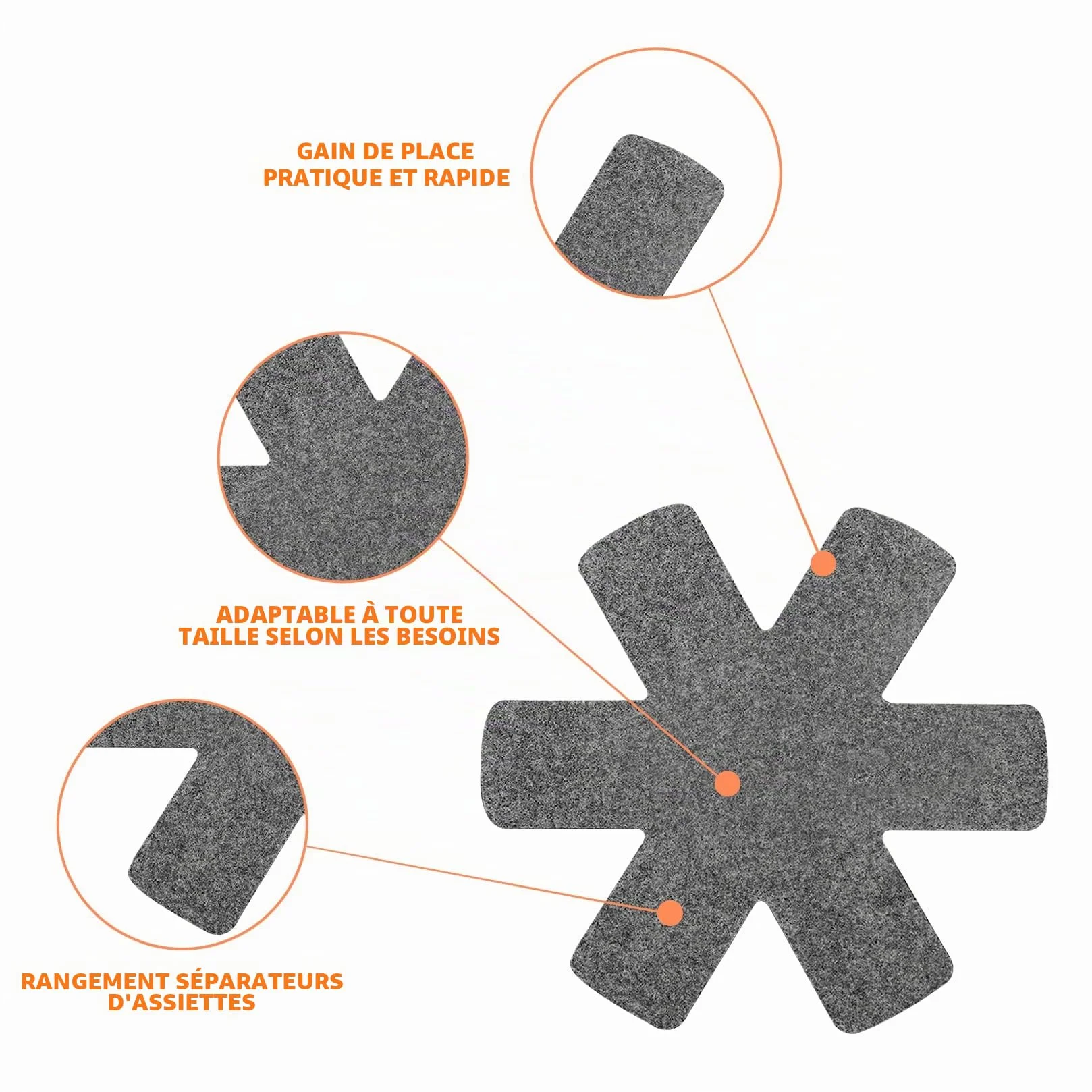 Lot de 15 protège-poêles en feutre, protection empilable, 3 tailles, antidérapant