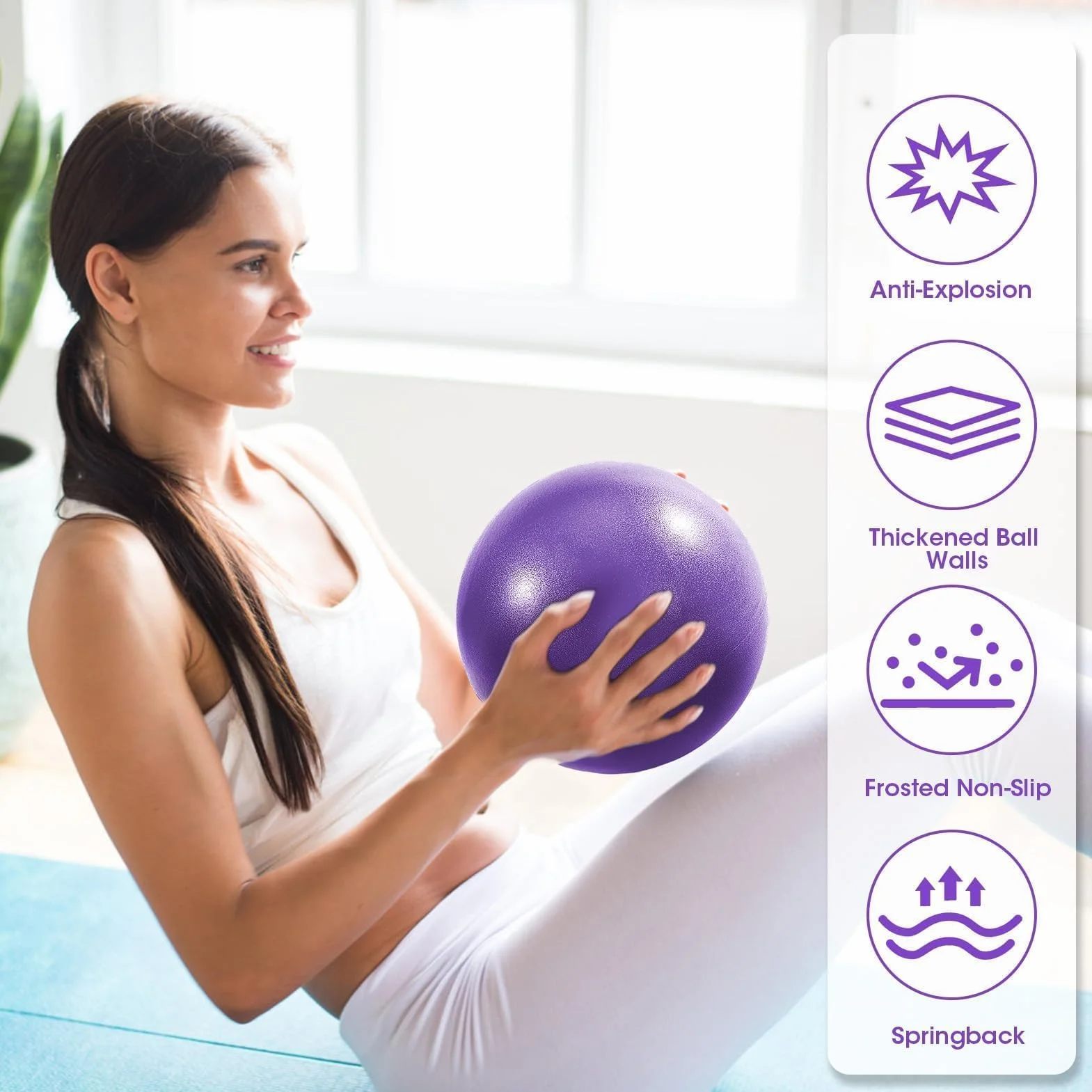 25cm Ballon Pilates, Ballon Gym avec Paille de Gonflage Ballon Fitness de Gymnastique Ballon de Grossesse Anti-éclatement Ballon Yoga pour Pilates Barre Rééducation et Renforcement du Tronc