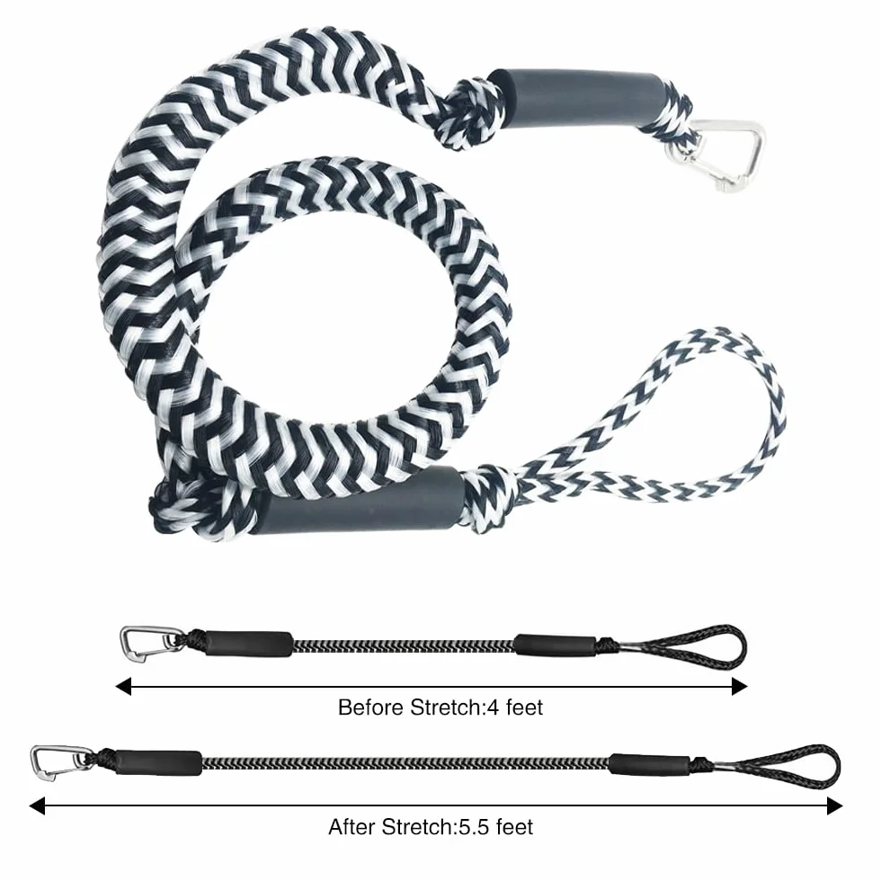 Corde d'amarrage, Accessoires Bateau Dock, Double Corde de Dock Tressée, Corde de Dock avec Crochet Corde d'amarrage pour Bateaux, Kayak, Jet Ski, Ponton, Canoë (Blanc)