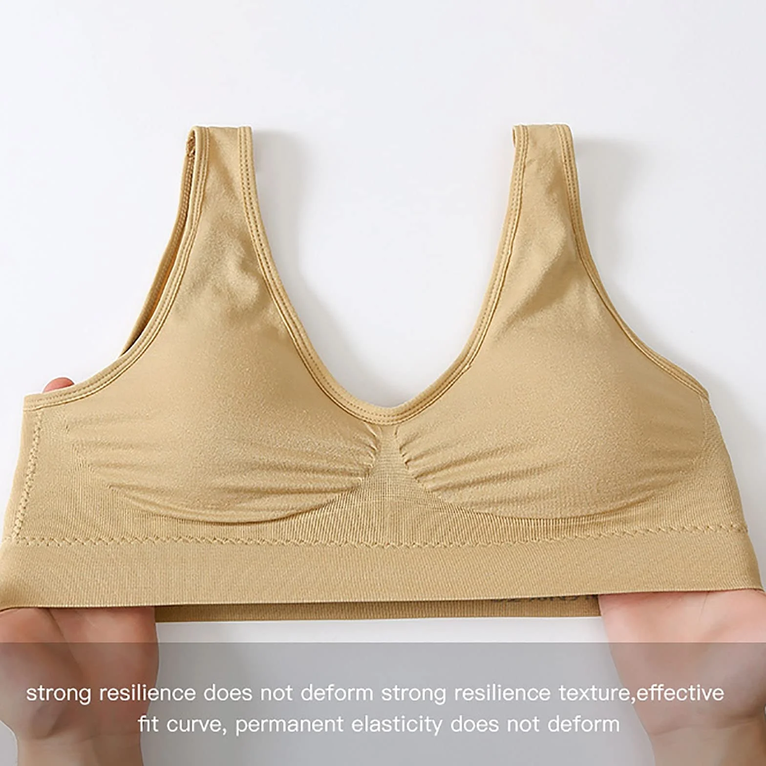 Soutiens-Gorge de Sport Femme sans Couture Blanc avec Coussin Amovible