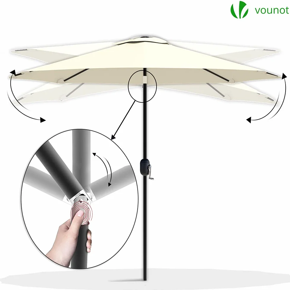 Parasol de Jardin Inclinable 270cm Toile Protection UV Beige