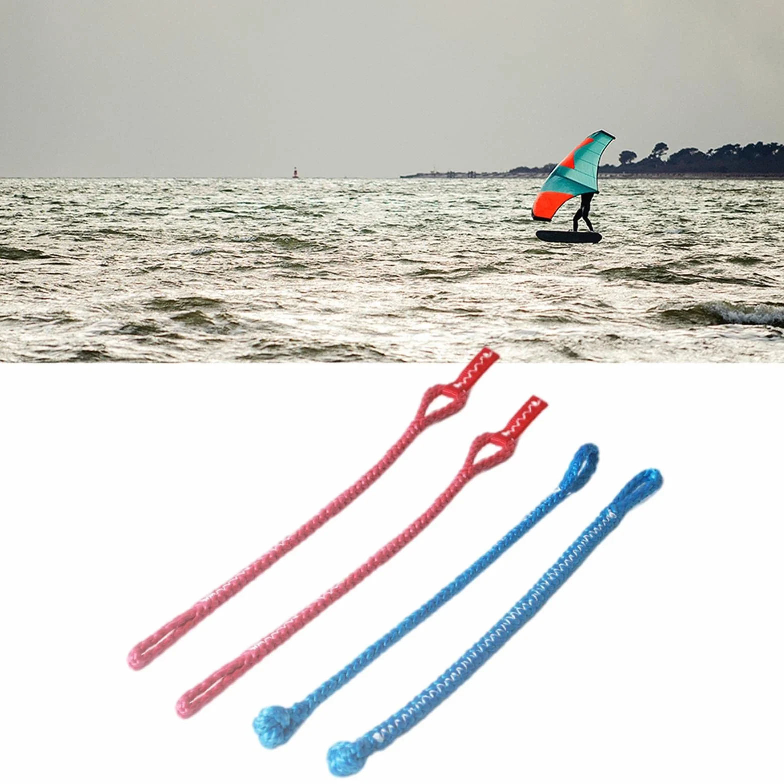 Lot de 4 queues de cochon universelles kitesurf 1000 kg Rouge Bleu
