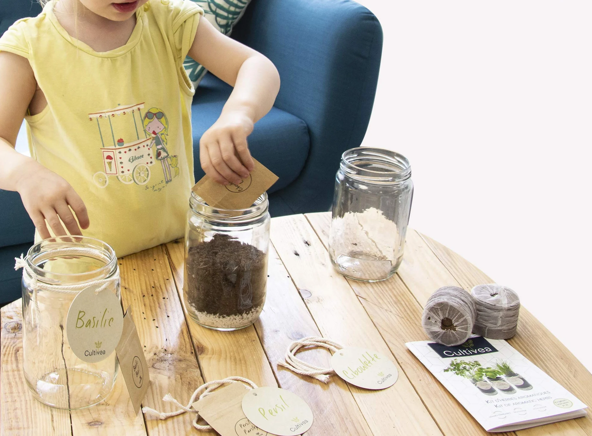 Kit Herbes Aromatiques Intérieur Bio – Basilic Persil Ciboulette – Mini Potager Bocaux en Verre Cadeau