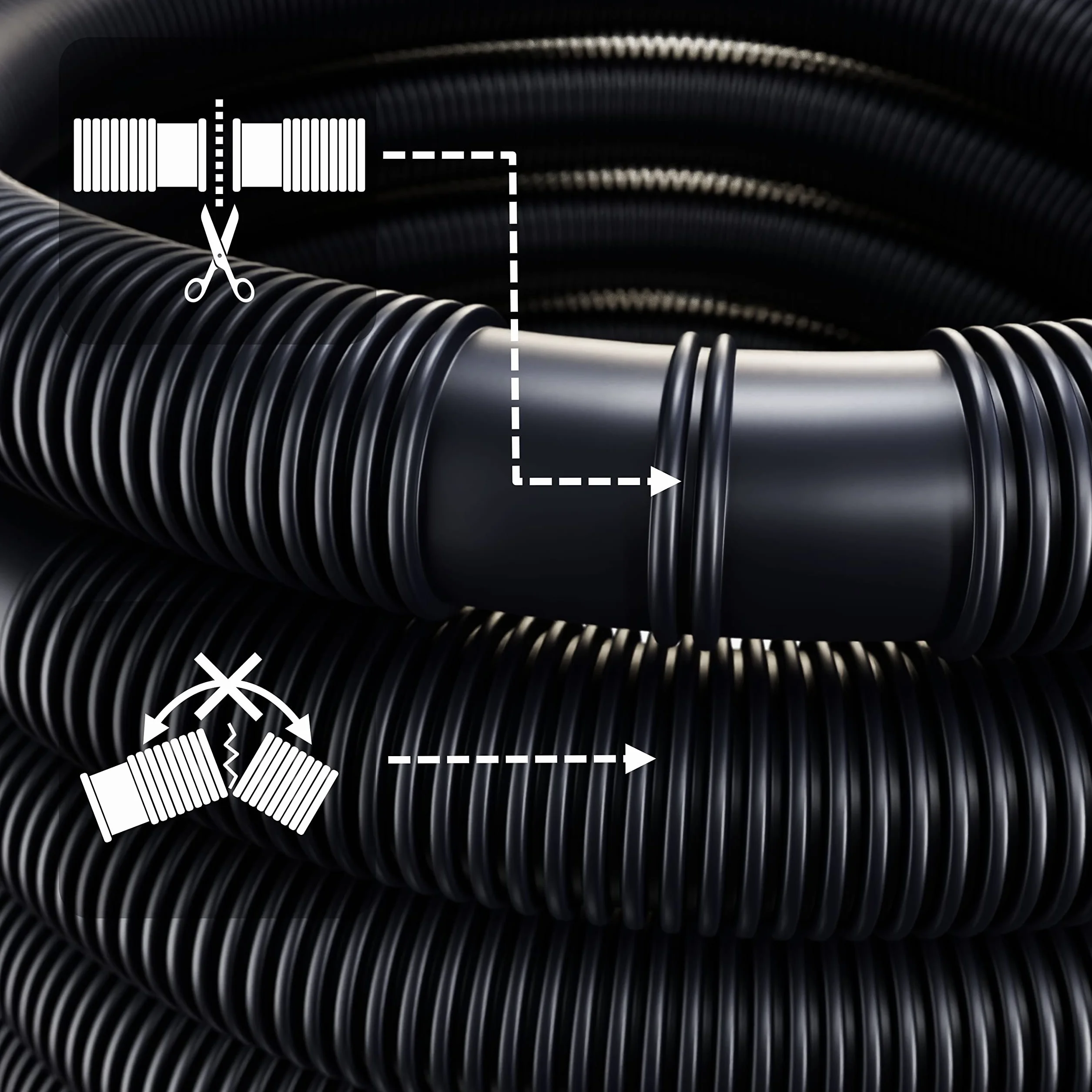Monzana Tuyau Piscine 32 mm 6m Flexible Filtration Hors-Sol Pompe Filtre à Sable Noir