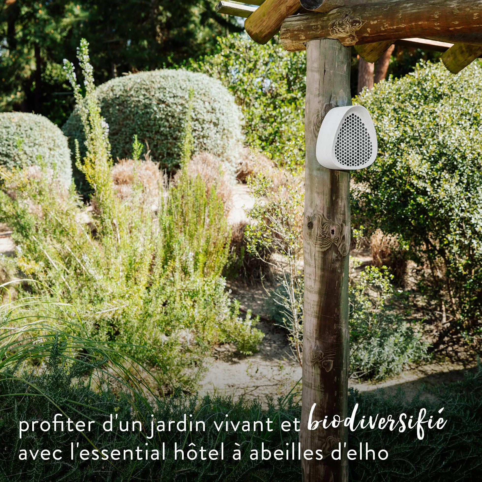 Elho Essential Bee Hotel 18cm - Hôtel pour Abeilles - Plastique Recyclé - Gris