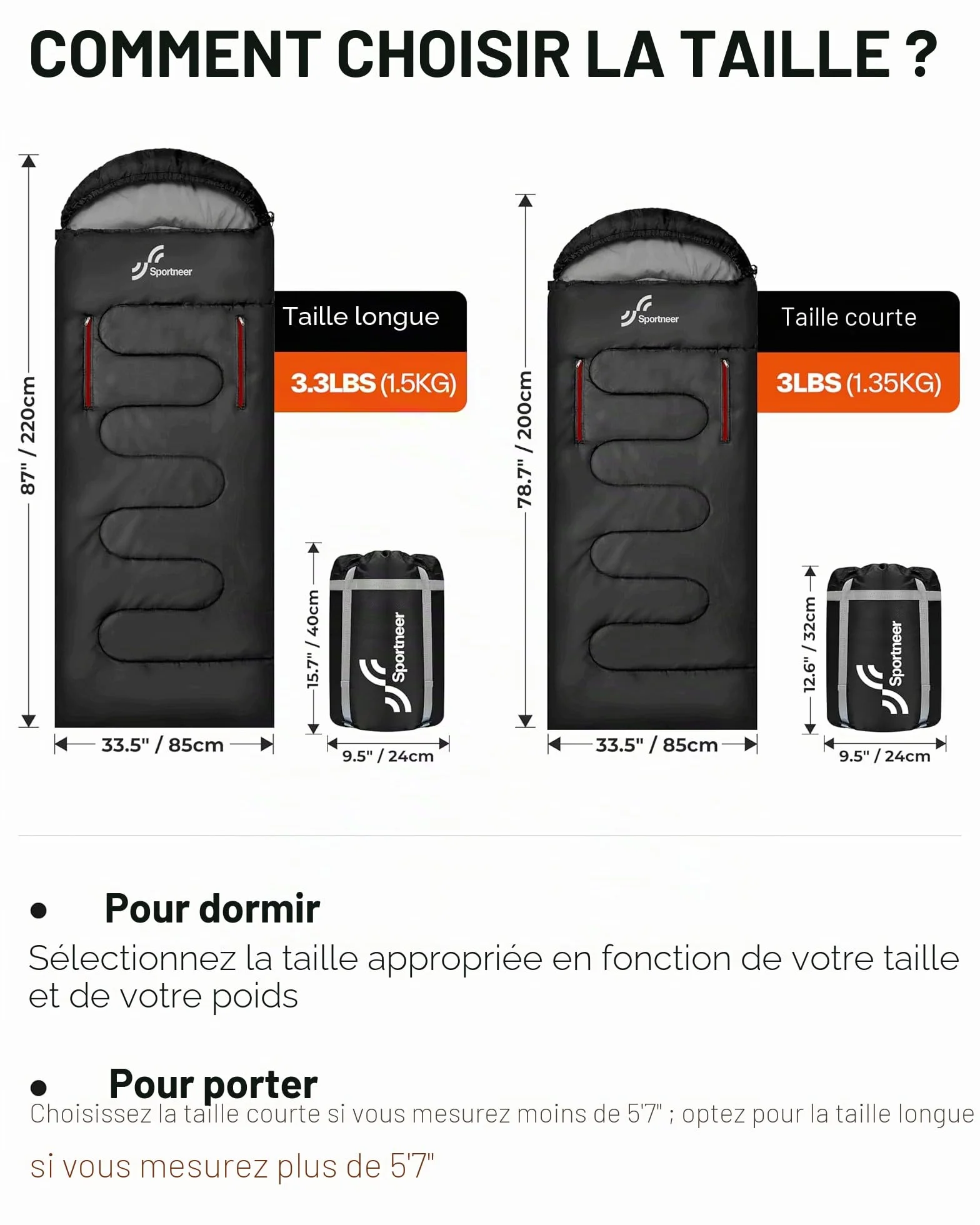 Sac de Couchage 3-4 Saisons 220 x 84 cm Imperméable Léger 1,9 kg Camping Plein Air