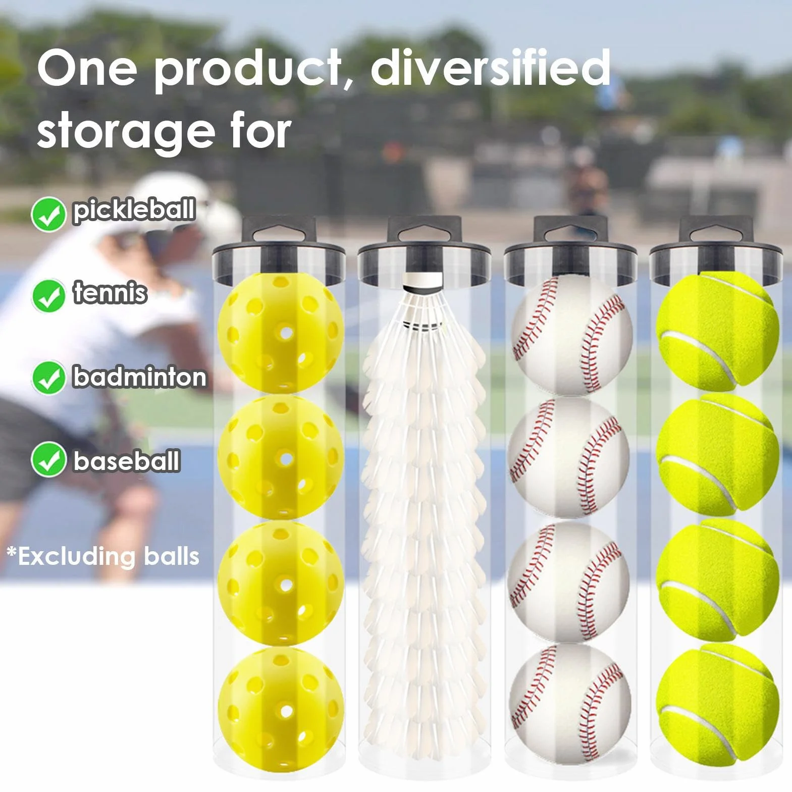Conteneur pour balles de Tennis Transparent Rangement