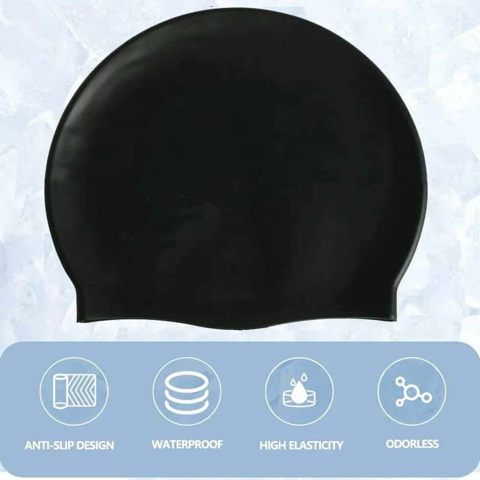 HYCOPROT Bonnet de Bain Enfant 100% Silicone Antidérapant Imperméable Hypoallergénique Élastique Confortable Natation Cheveux Longs Courts