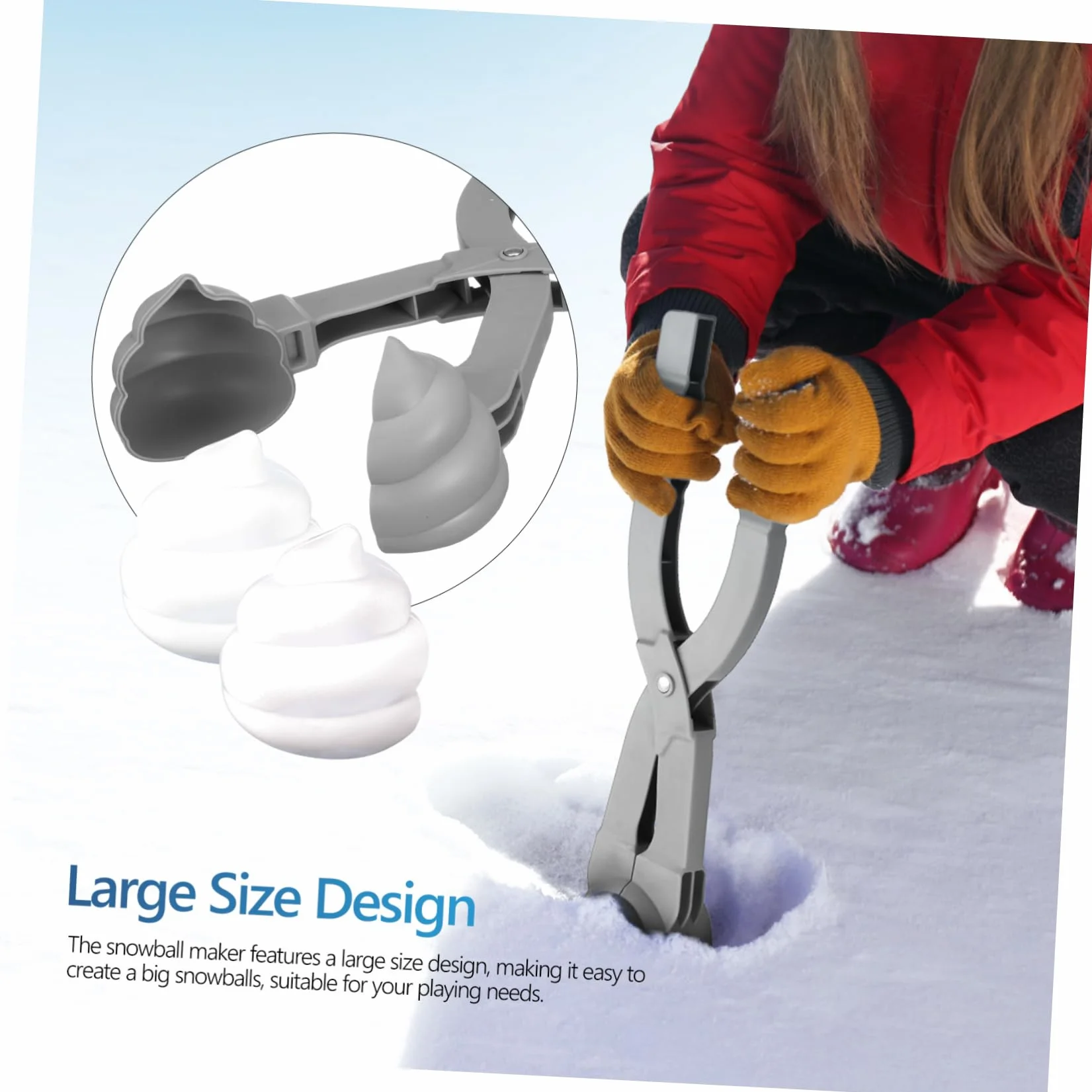 Lot de 2 Pinces à Boules de Neige Grandes en Plastique Solide pour Garçon et Filles Jouet de Neige Extérieur Polyvalent Accessoire et Jeux de Plage Couleur Aléatoire