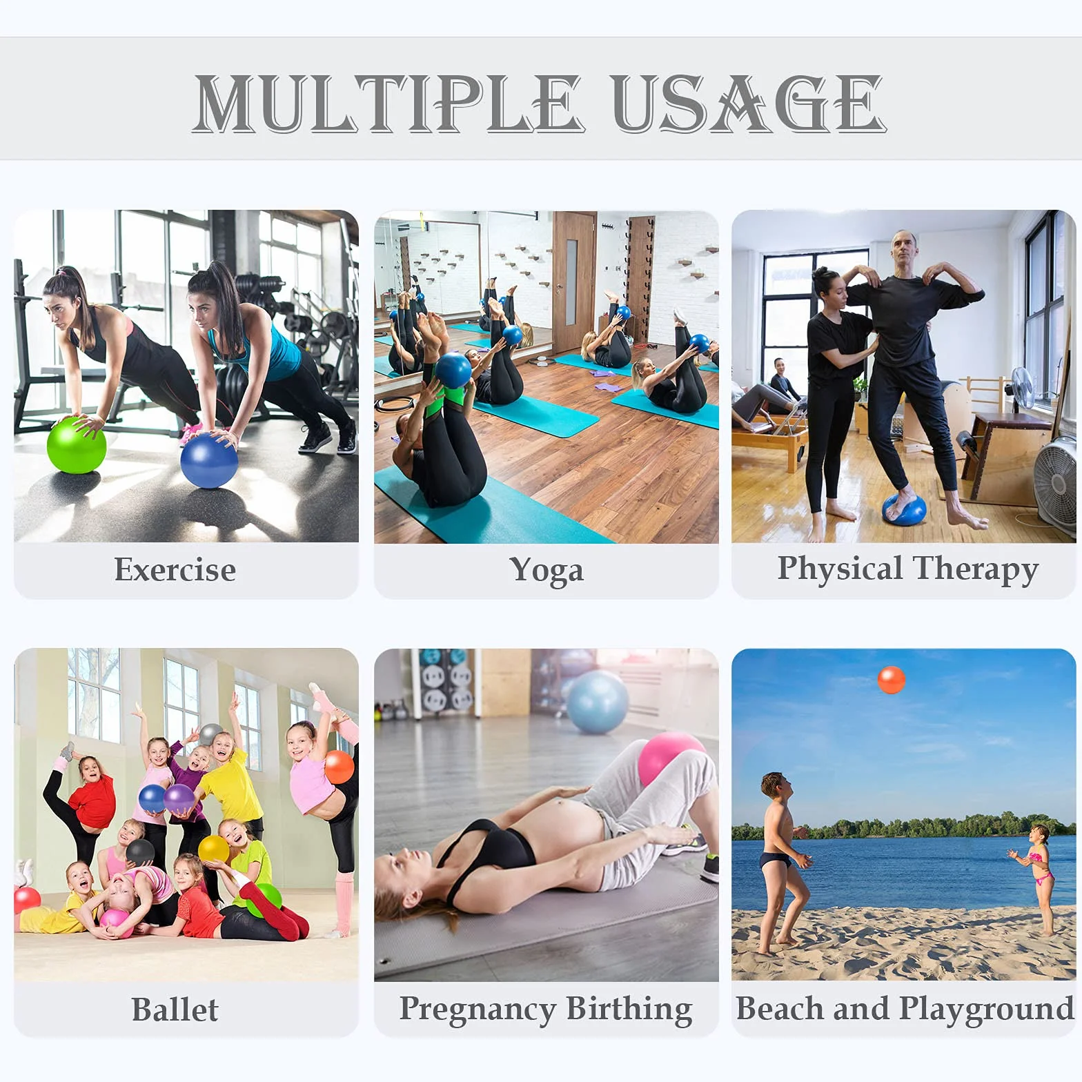 Ballon Pilates 25 cm, Balle Fitness, Ballon Paille, Petit Pilates Ball Plastique, Swiss Ball de Gym Yoga Grossesse Siege Bureau, Formation de Base & Thérapie Physique & Améliorer l'équilibre