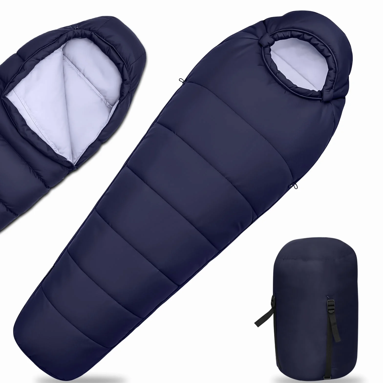 Sac de Couchage Adulte Enfant 4 Saisons Imperméable Momie Ultra Léger Camping Randonnée