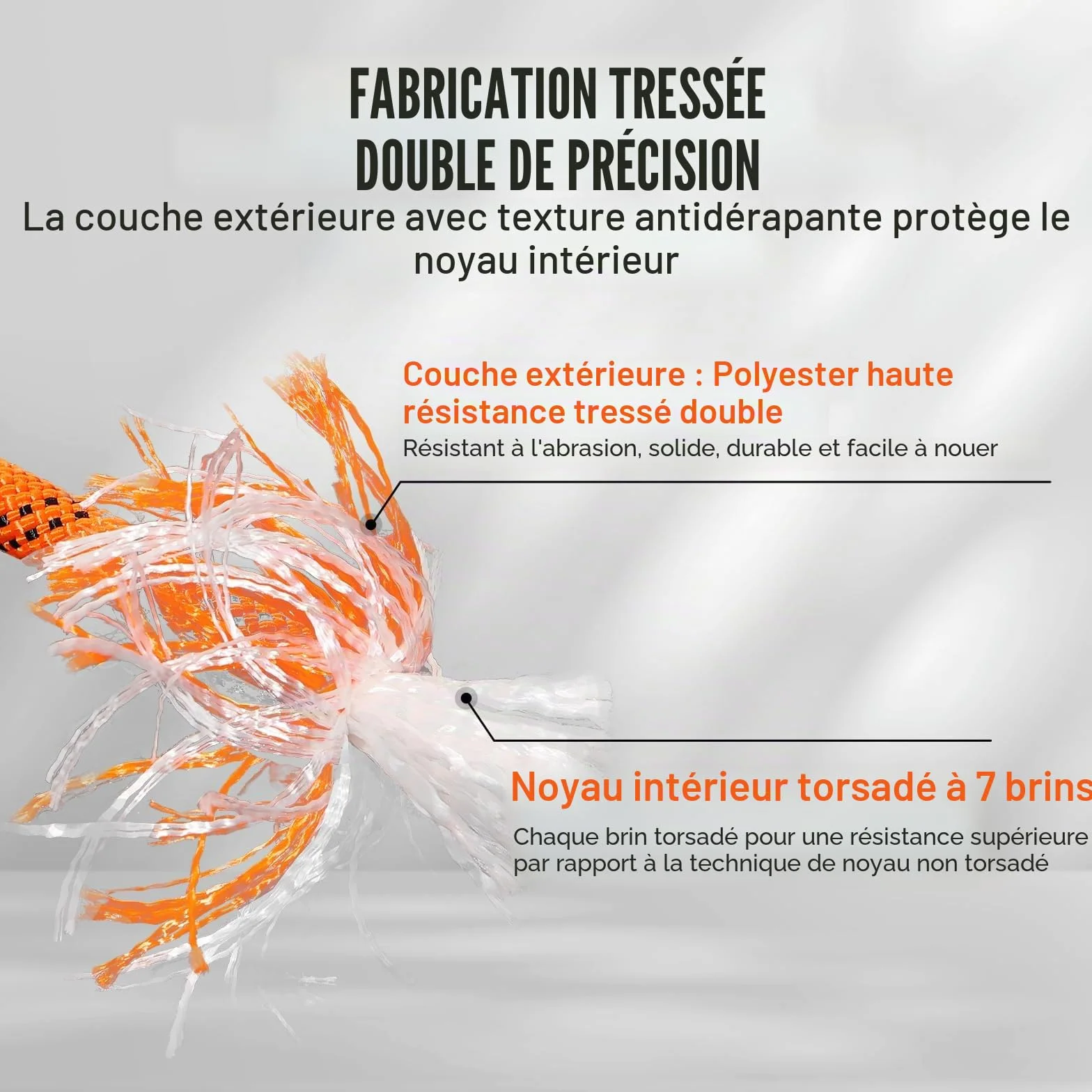 VEVOR Corde en Polyester Double tressé 9,5 mm x 36,57 m 48 brins résistance à la Rupture 17,79 KN Orange Noir