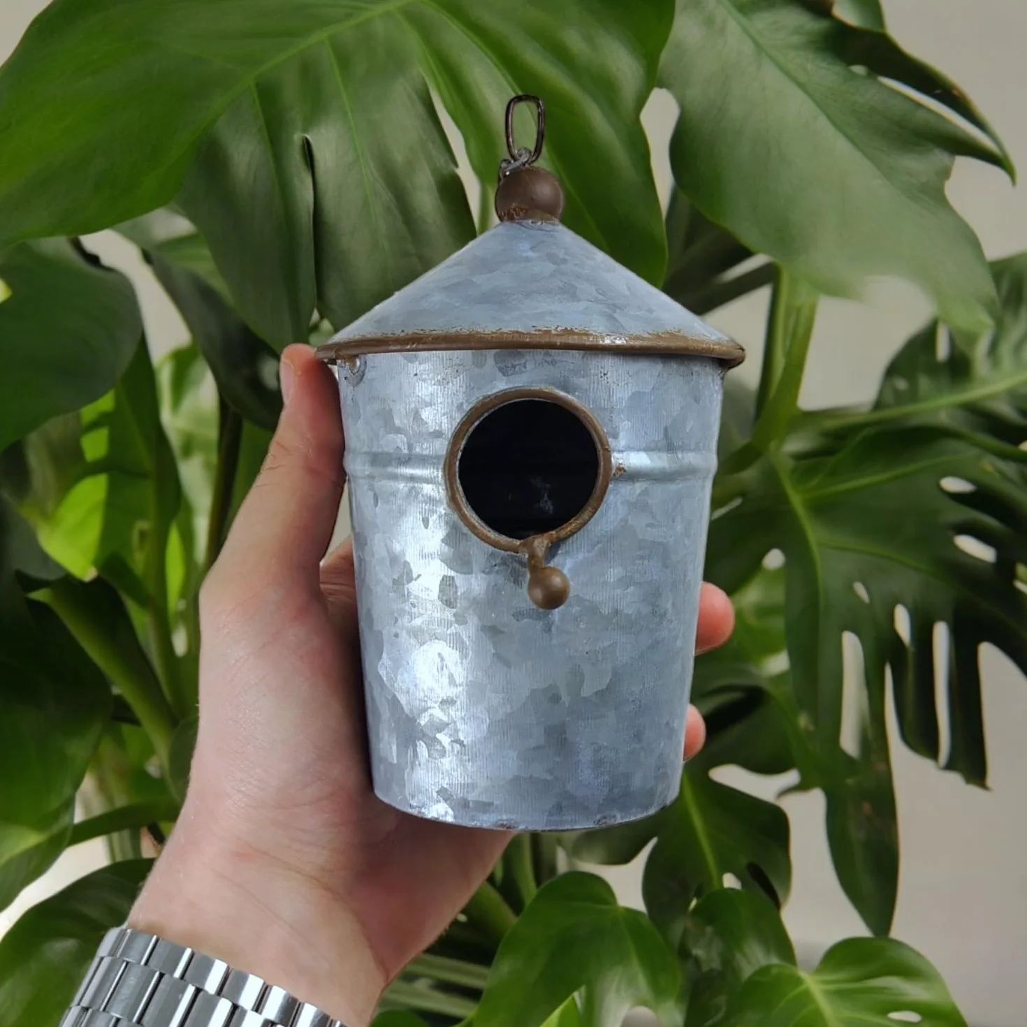Nichoir pour oiseaux en zinc extérieur suspendre métal jardin