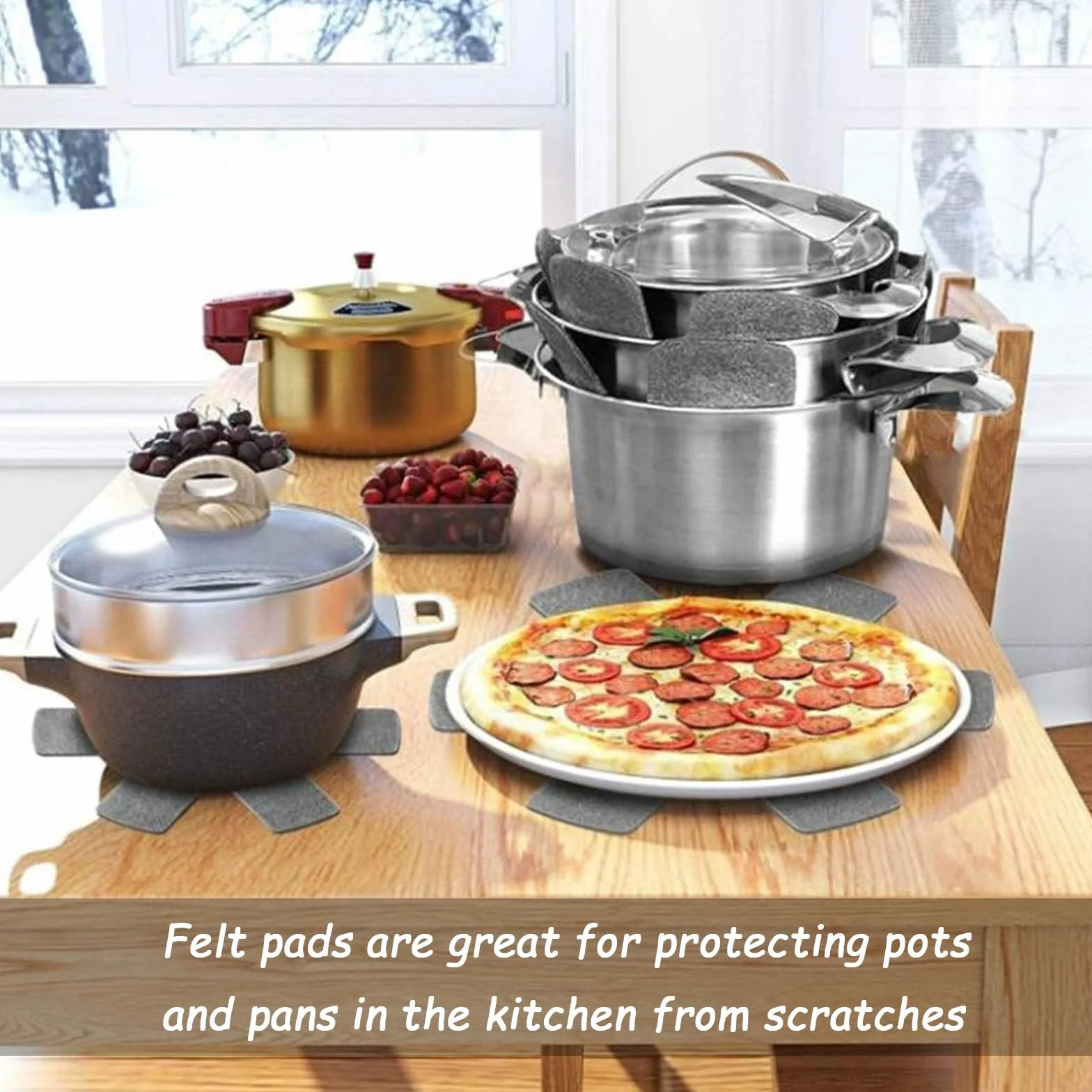 Lot de 10 protège-poêles en Feutre 26 cm Dessous de Plat antidérapants pour poêles Tefal WMF Elo Ustensiles de Cuisine