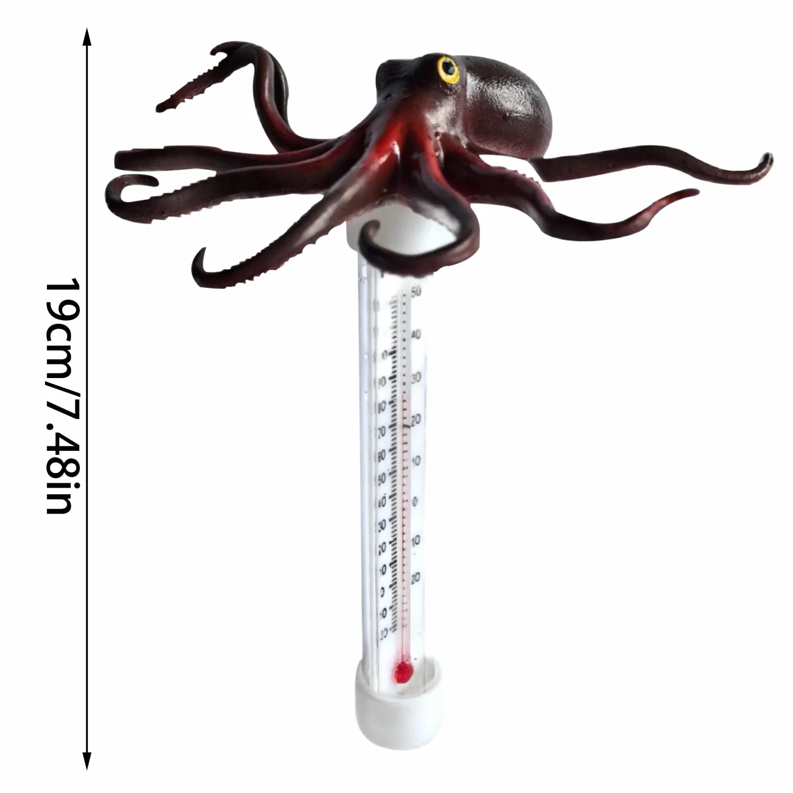 Thermomètre de piscine flottant en forme de pieuvre avec échelle