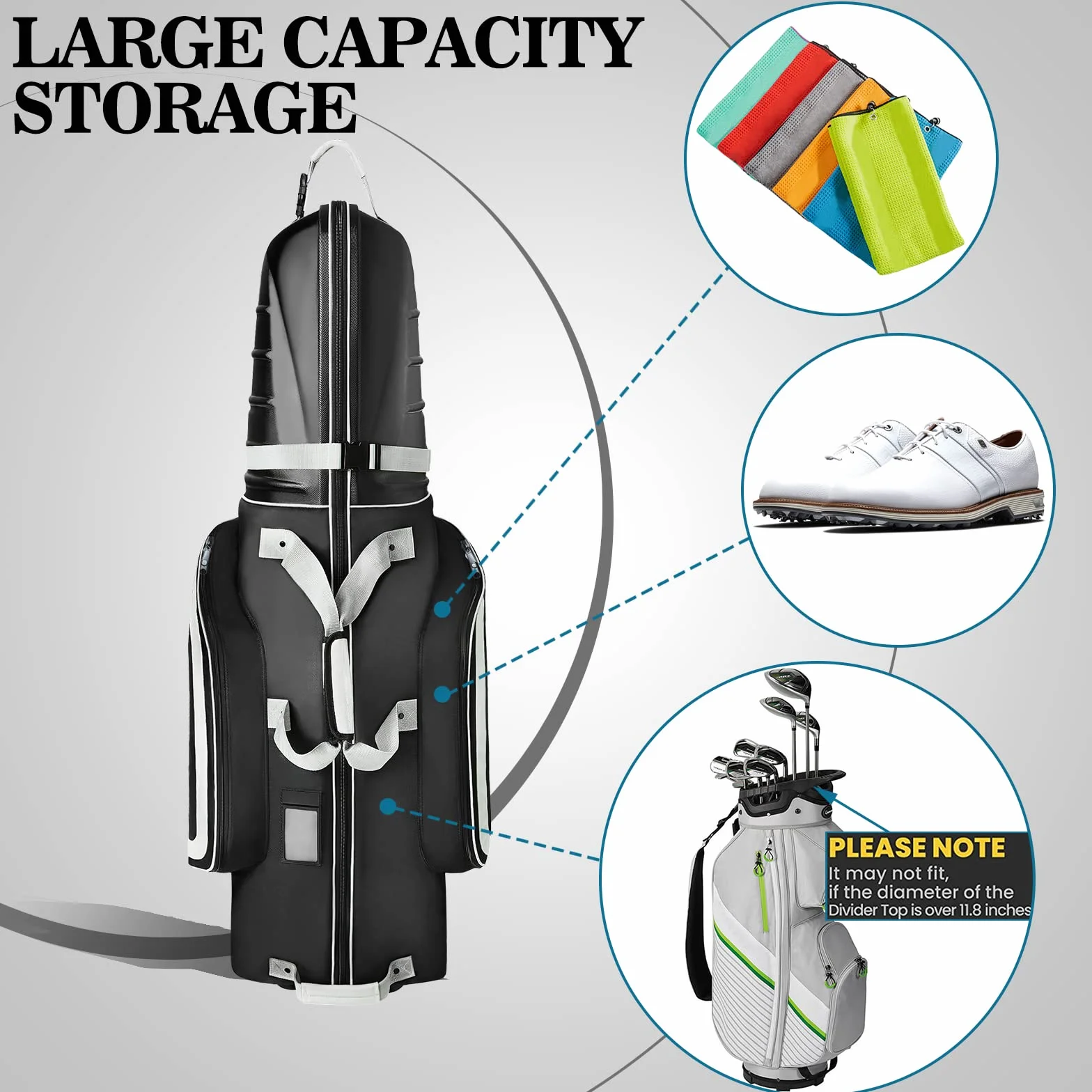 Yamato Sac de Voyage de Golf avec Coque Rigide ABS pour Clubs de Golf, Bagages pour compagnies aériennes avec Roues, Excellent Cadeau de Golf pour Golfeur