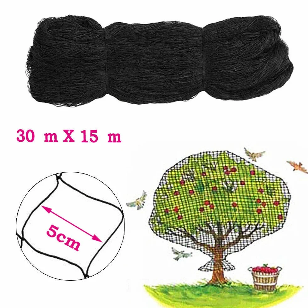Filet de protection contre les oiseaux 30 x 15 m mailles 5 x 5 cm noir pour balcon jardin étang piscine