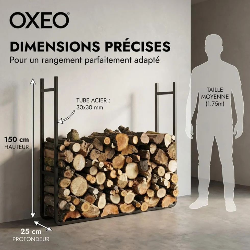 Oxeo Range bûches XXL Extensible Acier revêtement époxy Hauteur 1.5 m Grande capacité