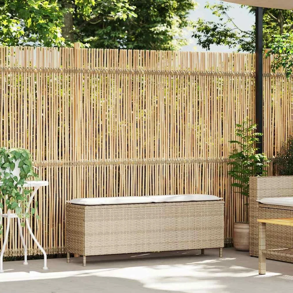 Banc de Jardin en Résine Tressée 110 cm Beige avec Coussin