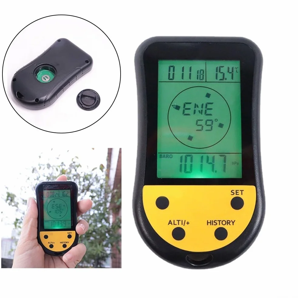 Altimètre numérique pour voiture, altimètre, thermomètre hygromètre, écran LCD rétroéclairé, altimètre numérique pour camping en plein air