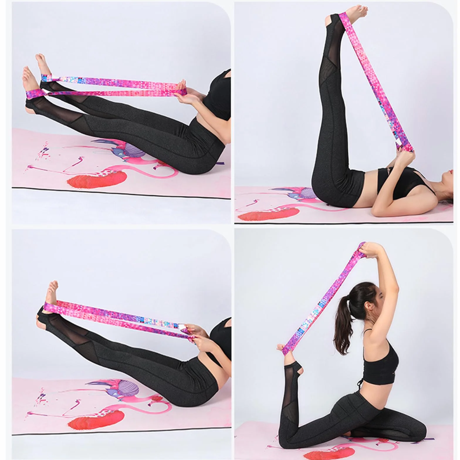 160cm Sangle Yoga, Fitness Materiel, Resistance Band, Sangle de Transport Imprimée,Sangle de Tapis de Yoga, pour Tapis de Yoga,Exercices,Fitness