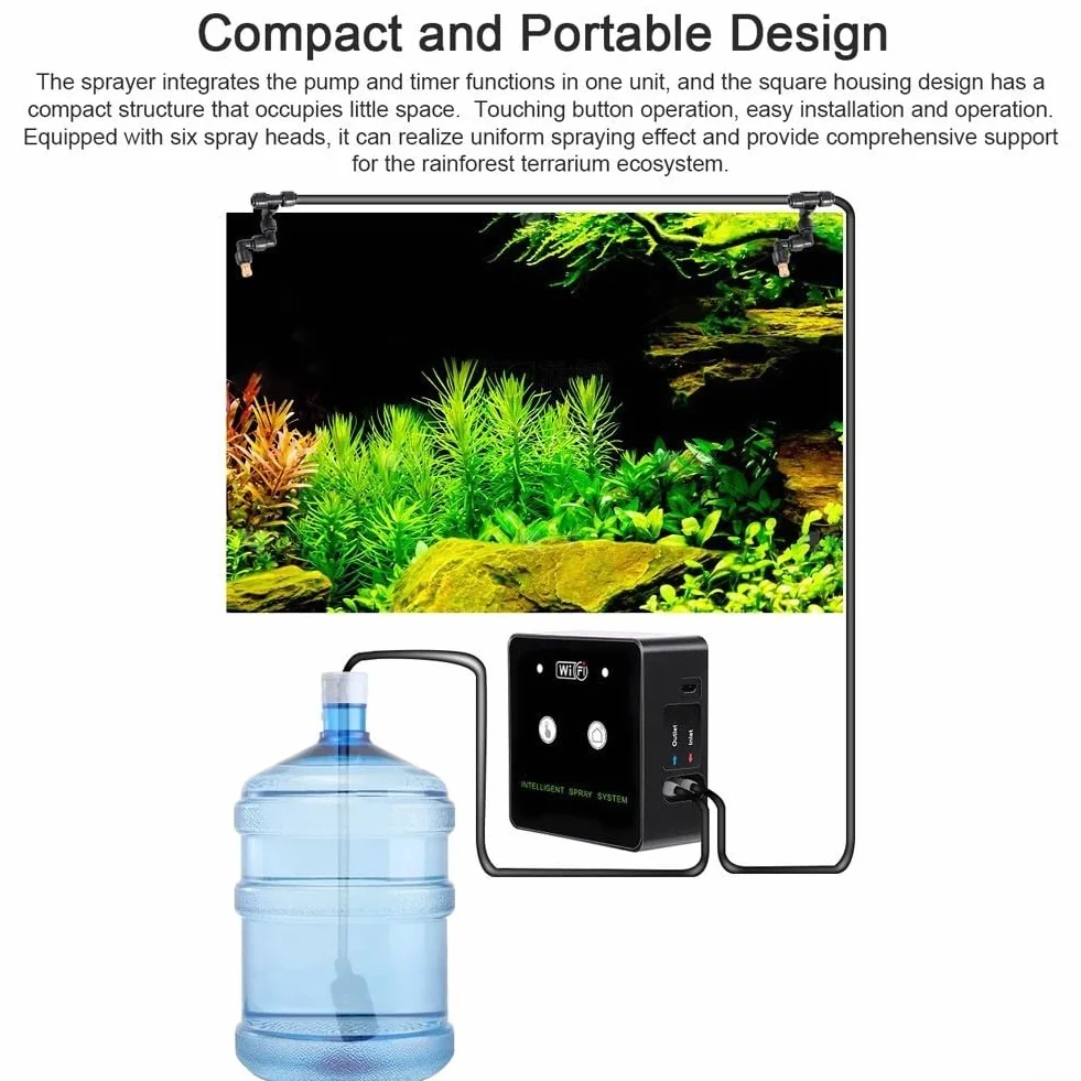 Système de brumisation intelligent WiFi pour terrarium 360° avec pompe - Pulvérisateur rotatif automatique