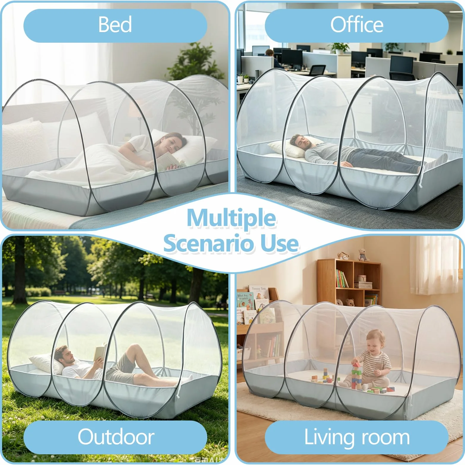 Moustiquaire De Voyage Pop Up 190 x 90 x 90 cm, Moustiquaire Pliable Ultra légère pour Chambre à Coucher, Camping, Extérieur, Installation Facile et Rapide