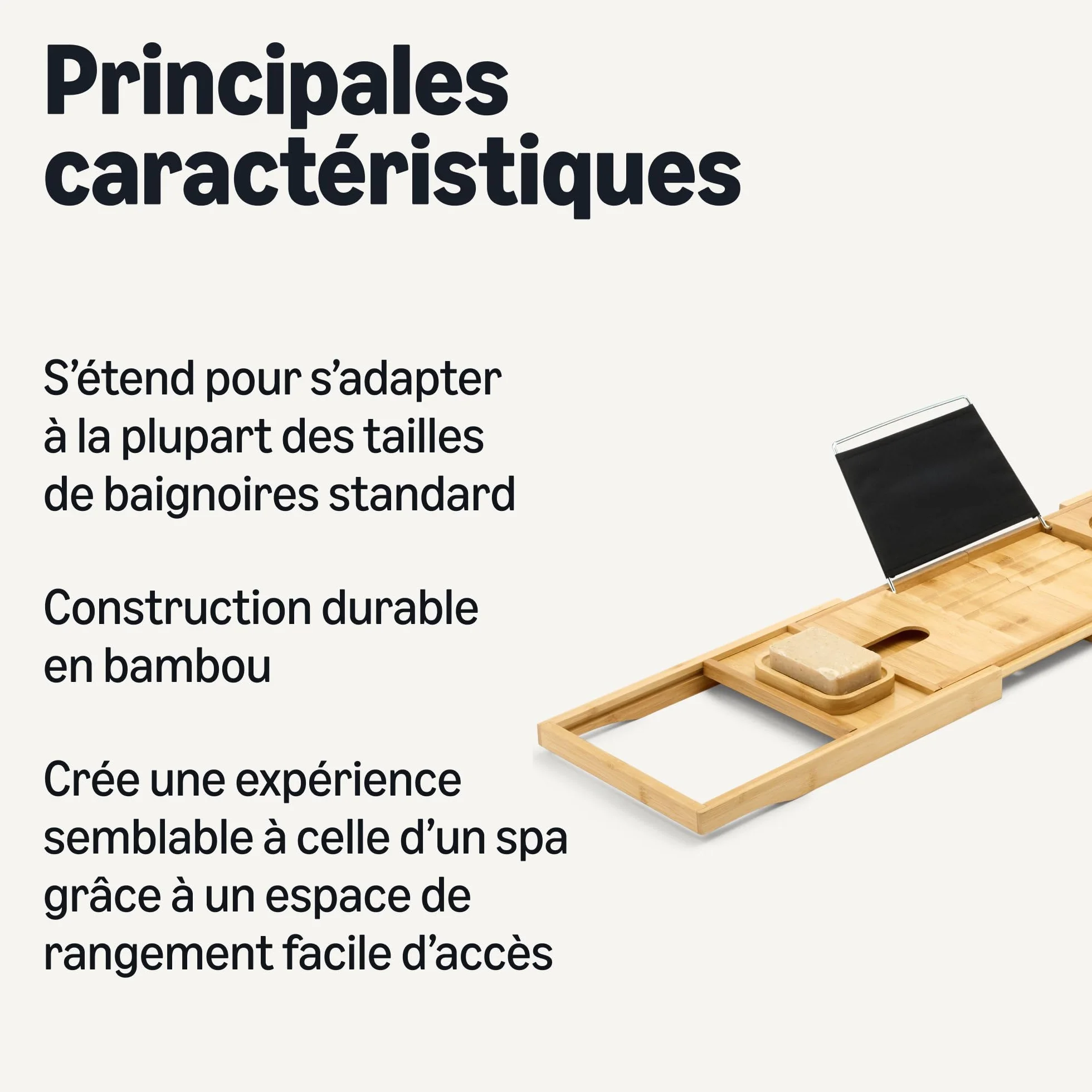 Amazon Basics Plateau de Baignoire Extensible Bambou