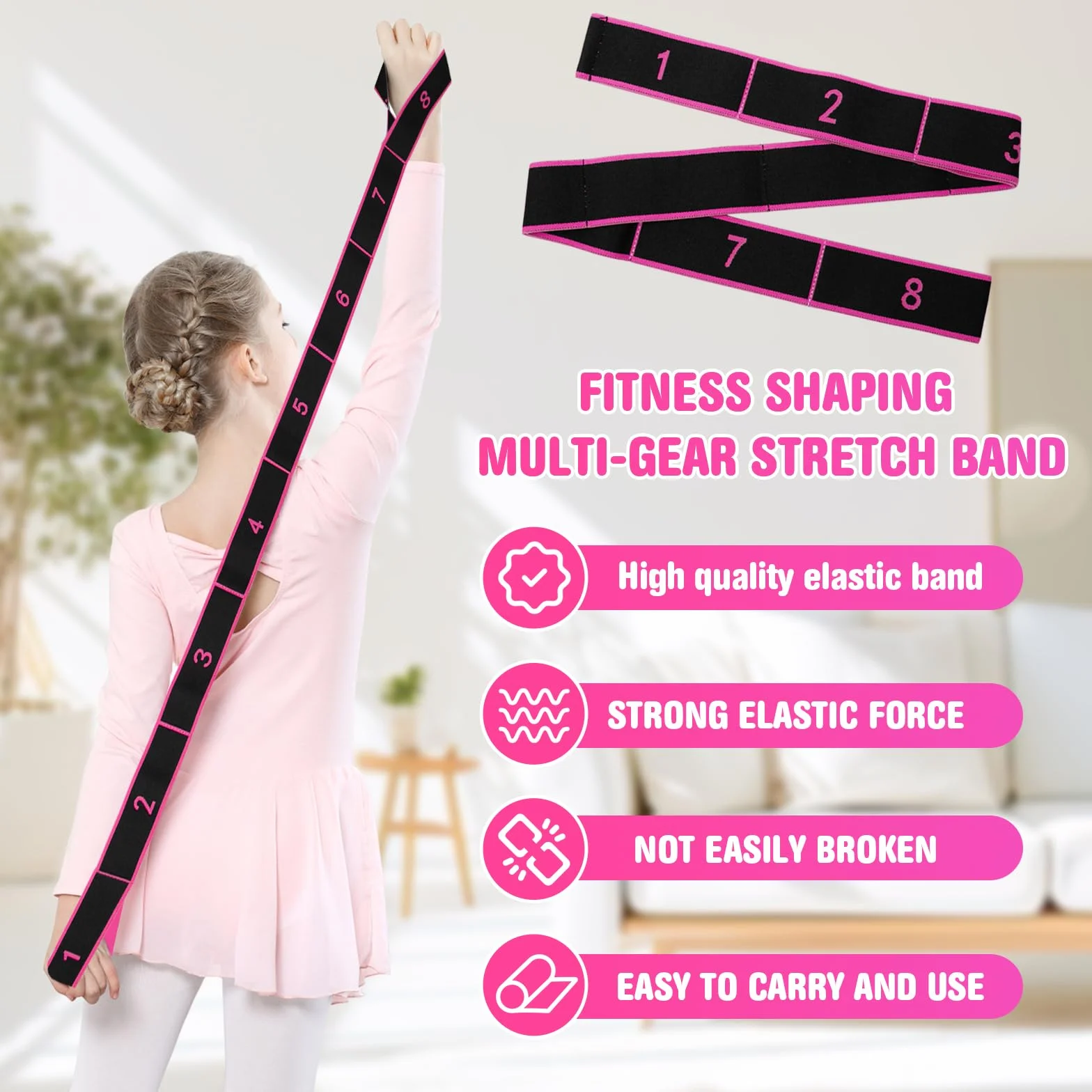 5 Pièces Bande Élastique de Yoga Résistance Band Fitness 8 Niveaux de Forces Bande Élastique Musculation Bande Elastique Etirement pour Fitness, Yoga, Pilates, Danse, Gymnastique (5 Couleurs)