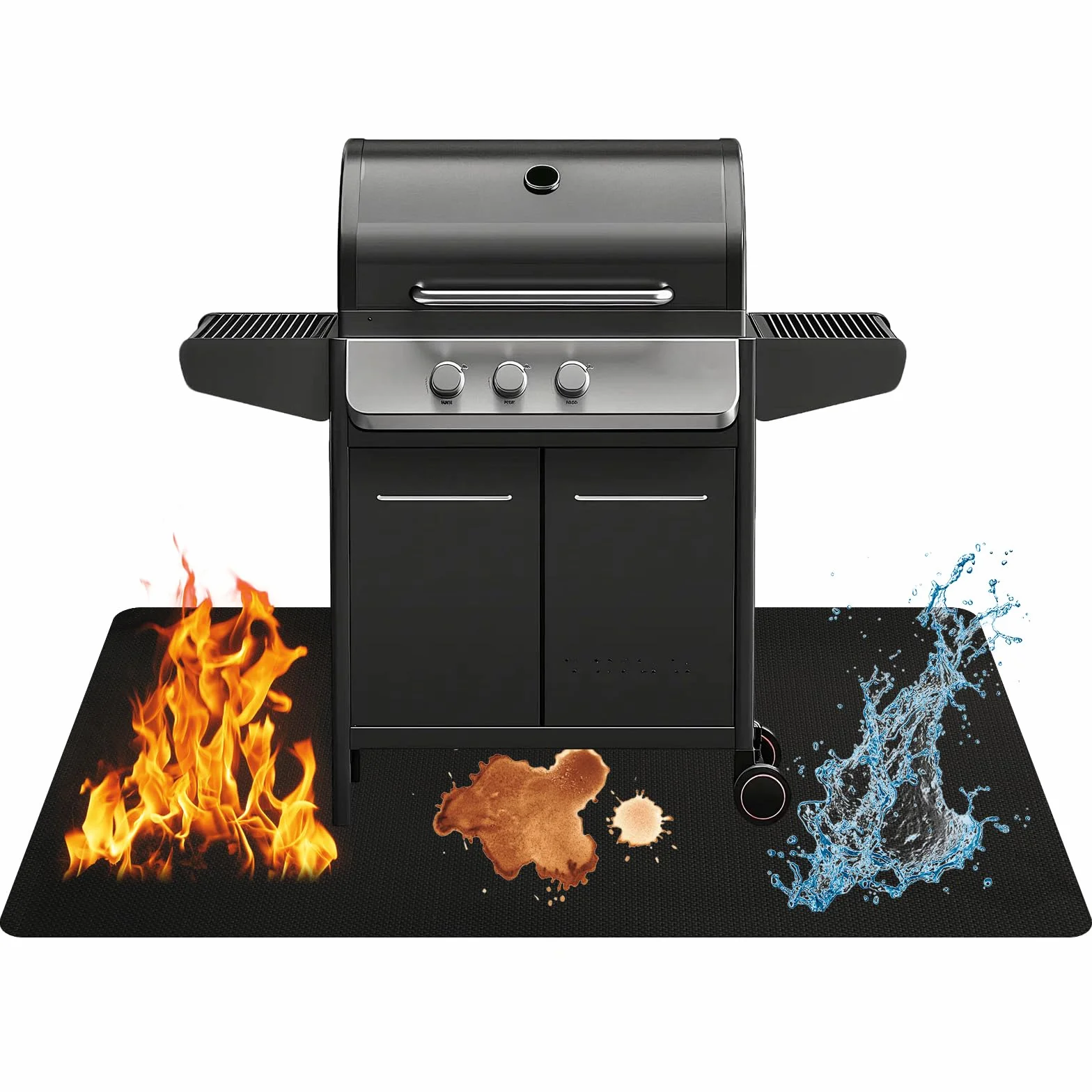 Tapis Ignifuge 165 × 122cm de Barbecue Sol Exterieur Pliable, Imperméable et Résistant à l'huile