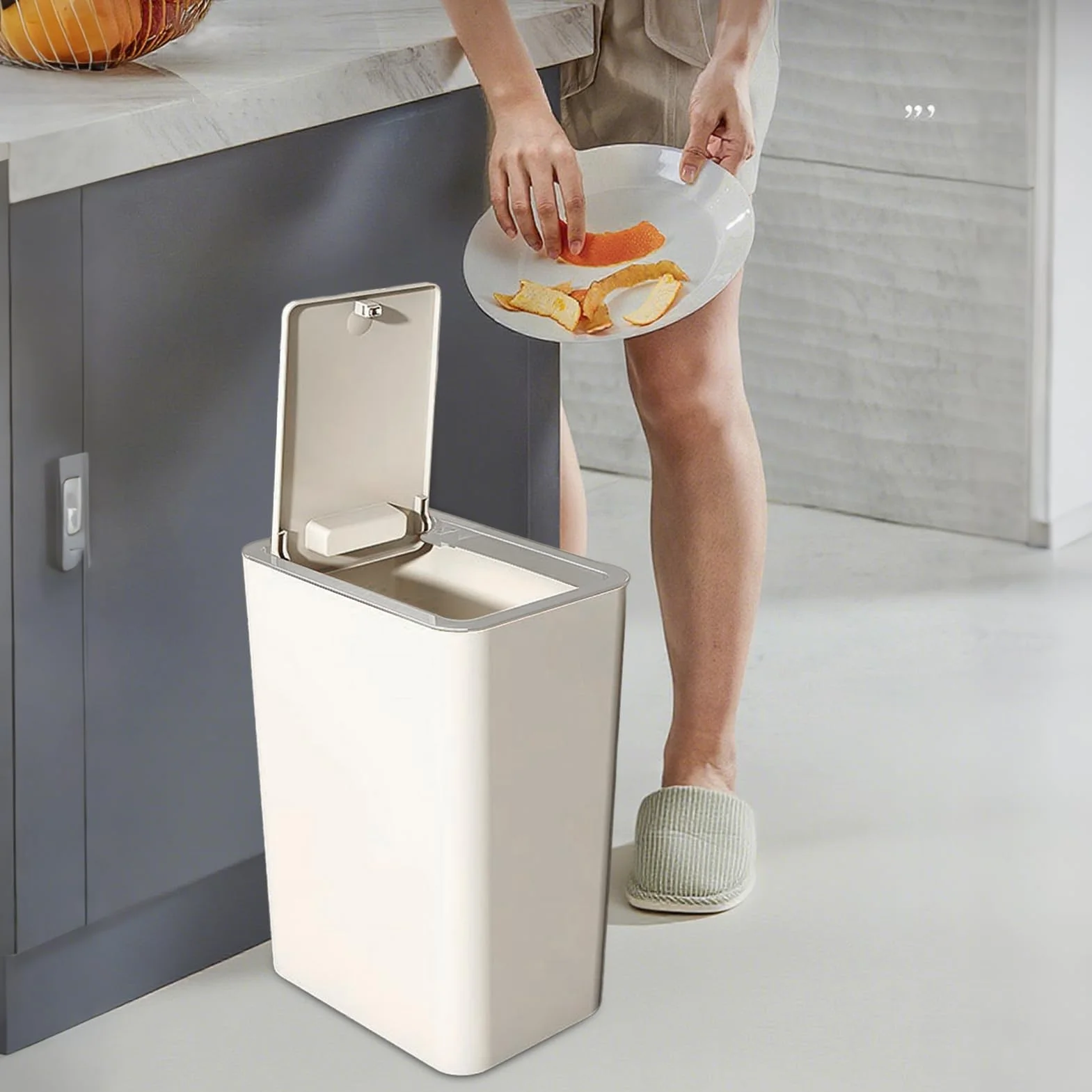 Poubelle De Salle De Bain 10 L Avec Couvercle, Poubelle Compacte Étroite Pour Cuisine Intérieur