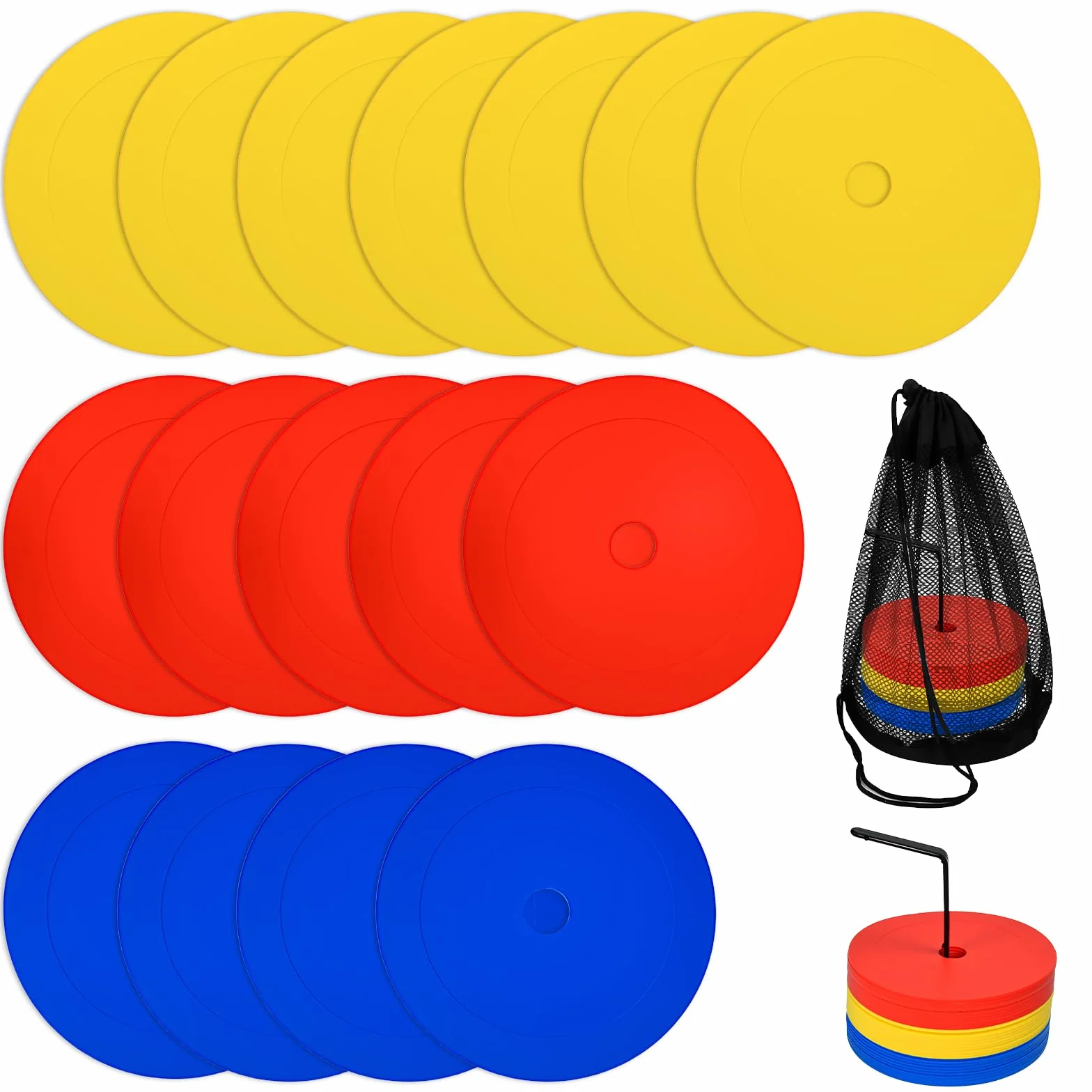 Cônes Plats Football Disque Plat d'Entraînement Antidérapant 30PCS 3 Couleurs