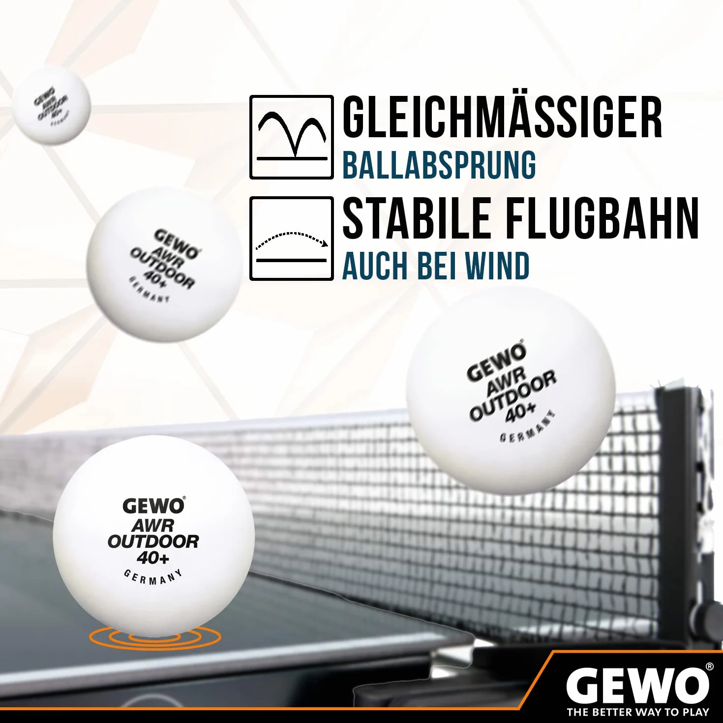 GEWO AWR Outdoor 40+ Balle de Tennis de Table d'extérieur