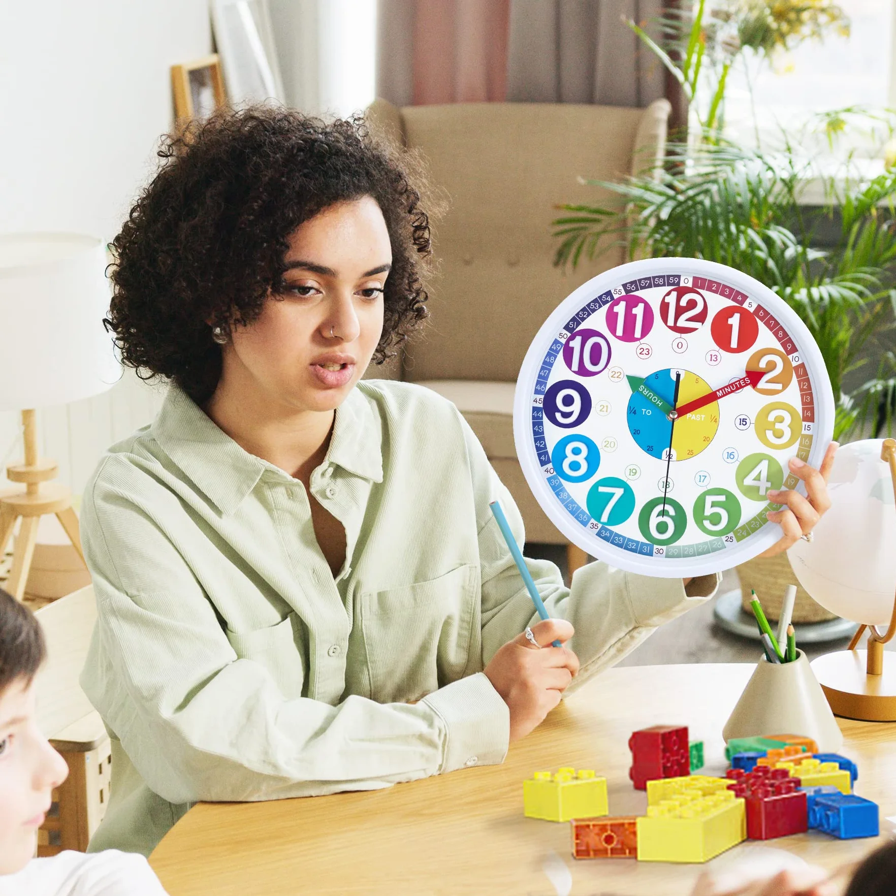 Horloge Murale Enfant Apprentissage Colorée 3D Chiffres Facile à Lire 30 cm