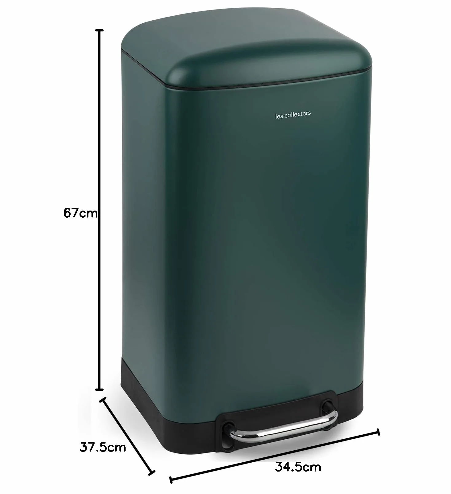Poubelle de Cuisine à Pédale N°863, Acier inoxydable, 40L, Compacte, Fermeture silencieuse, Vert Canard