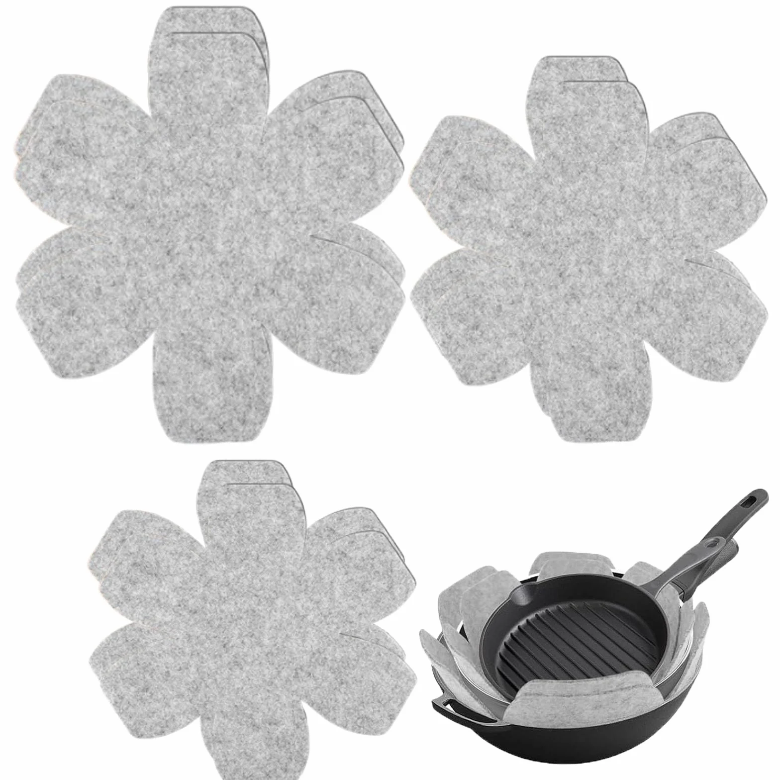Protecteurs de casseroles en feutre, empilables, 3 tailles, antidérapants pour protection anti-rayures