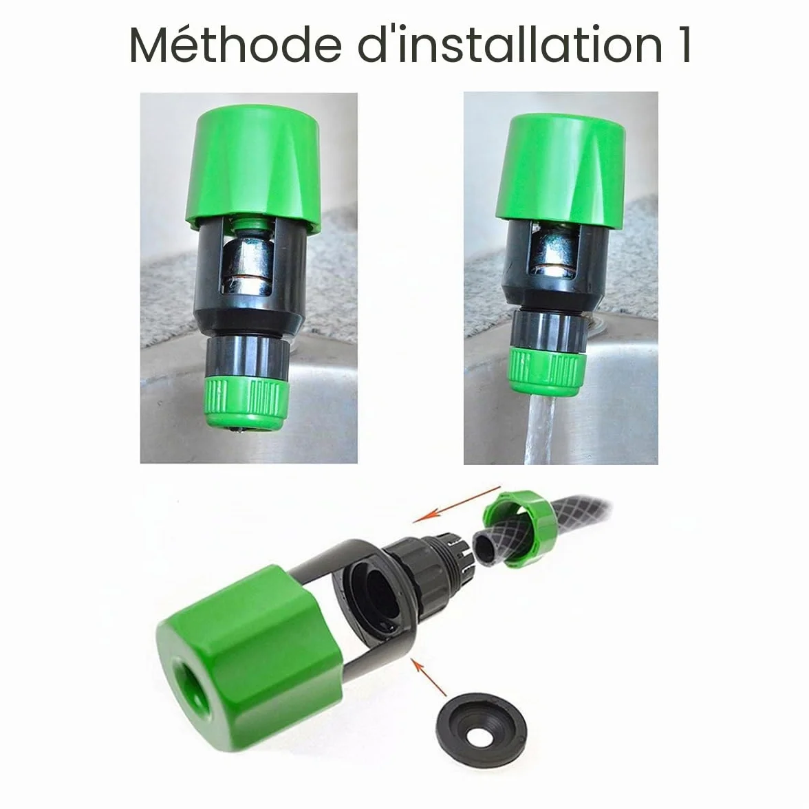 ECYC Adaptateur Connecteur Tuyau Arrosage Jardin Plastique ABS Vert