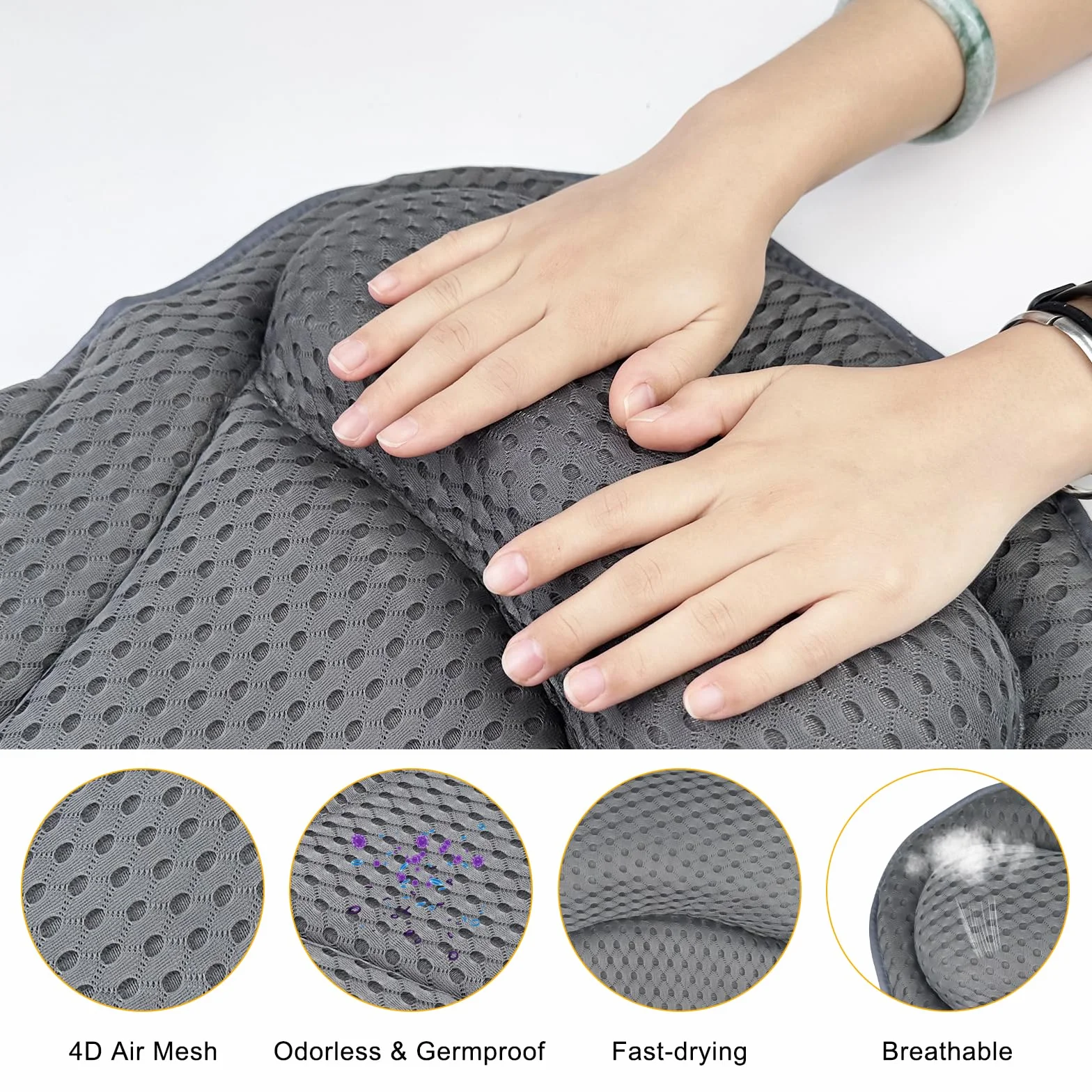 Chiluxendo Coussin Baignoire Adulte 4D Air Mesh avec 6 Ventouses Repose Tête Antidérapant (Gris)