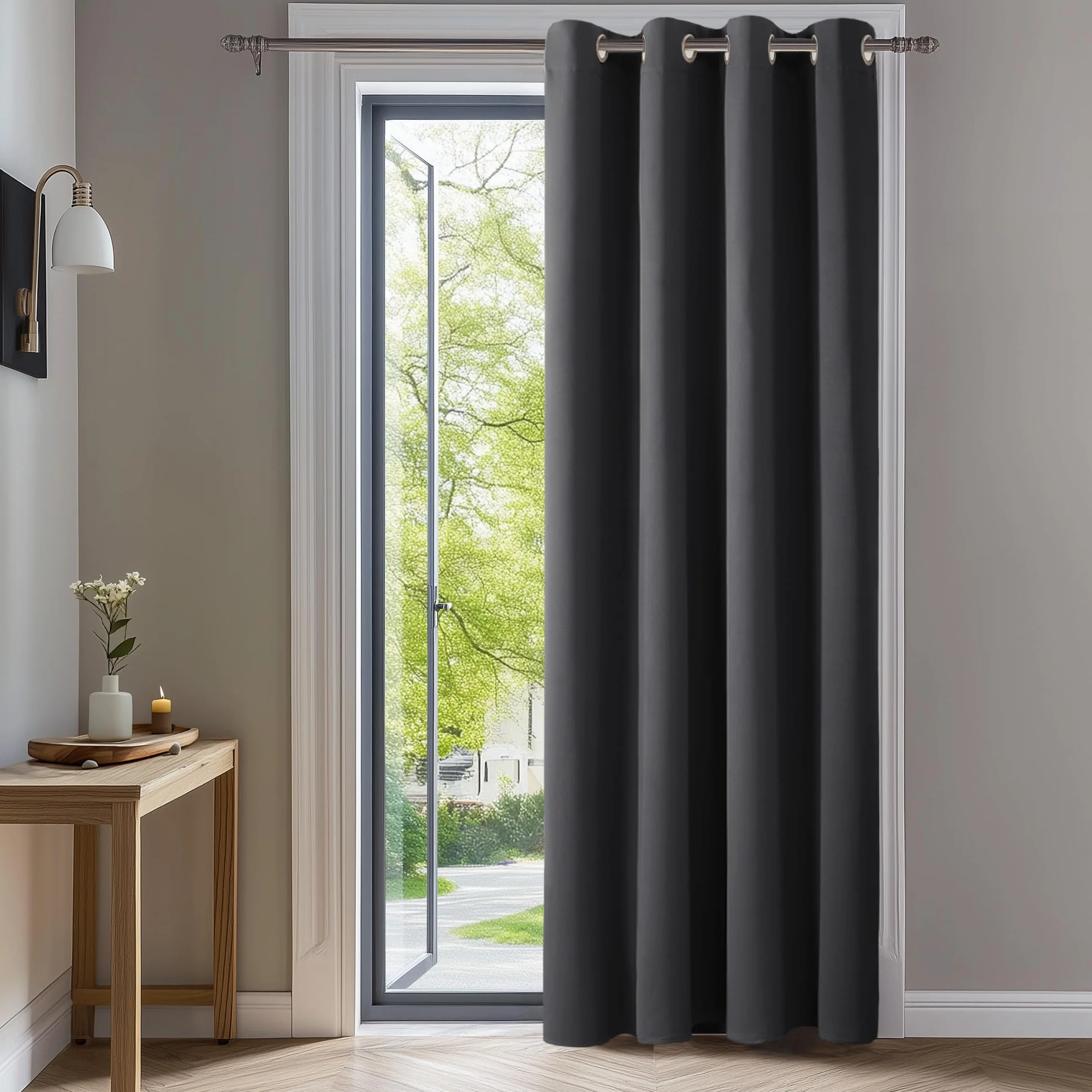 Deconovo Rideaux Occultants Isolant Thermique Anti Froid 132x214 CM Gris Foncé 1 Pièce