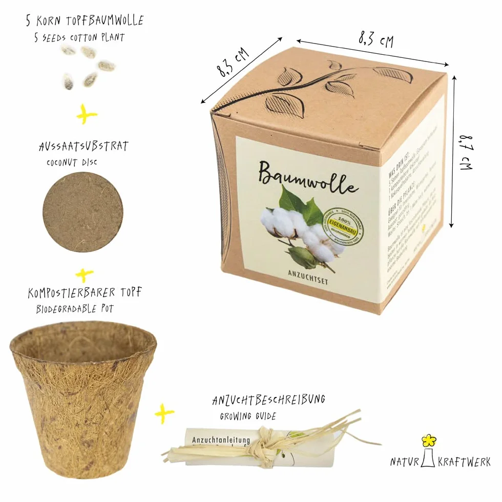 Centrale Naturelle Kit de Culture Cadeau en Coton avec graines en Pot