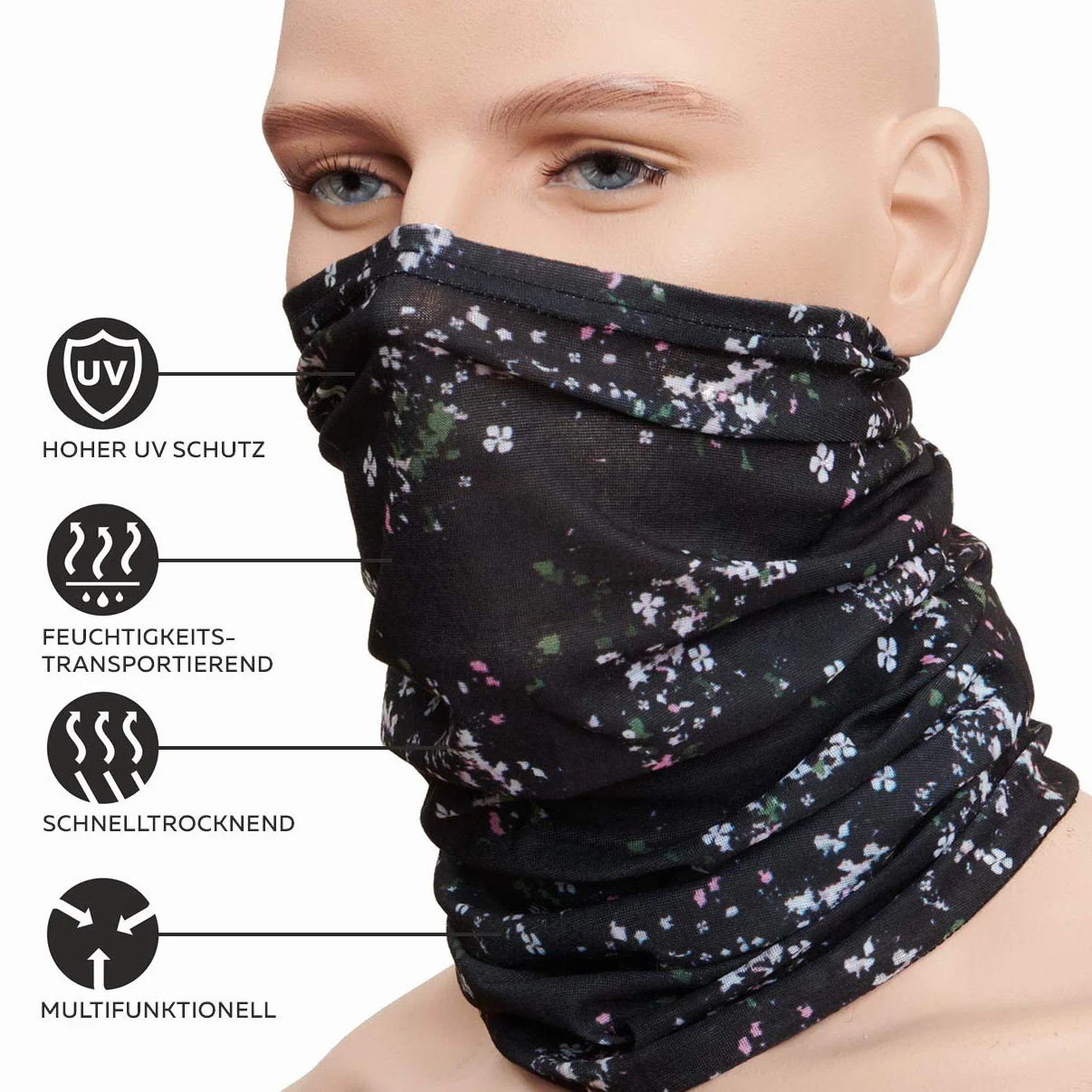 Hilltop Lot de 3 écharpes multifonctions Echarpe tube pour homme, femme et enfant - Tour de cou moto - Cache-cou de sport - Lot de 3 modèles fashion