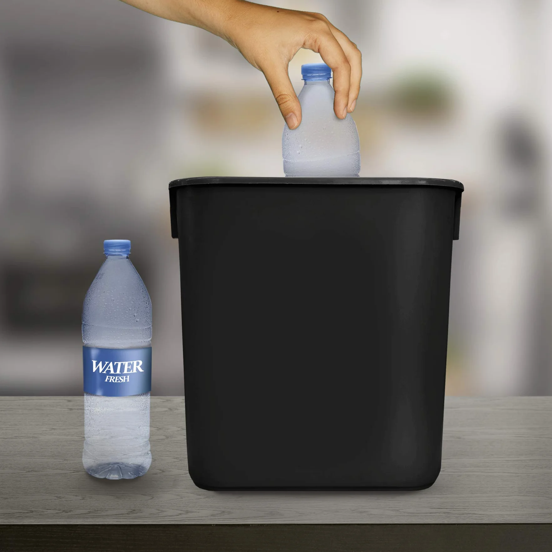 Acrimet Corbeille Poubelle bureau 12 litres plastique noire lot de 4