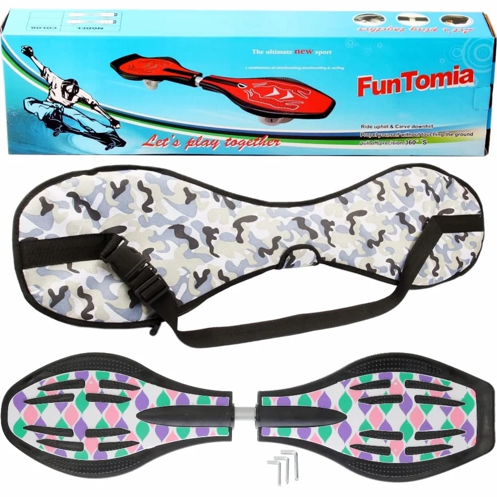 FunTomia® Waveboard Charge Max 120 kg, avec roulement Mach1 + Sac et CD Inclus