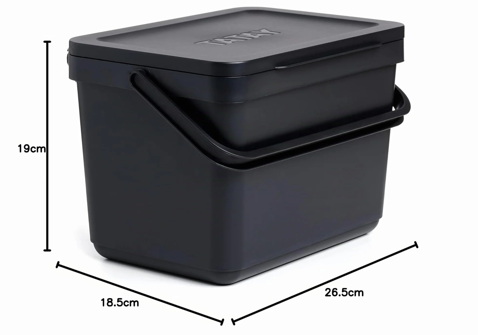 TATAY Poubelle Organique Cuisine 6L Composteur Cuisine Smart sans Support Design Compact Noir