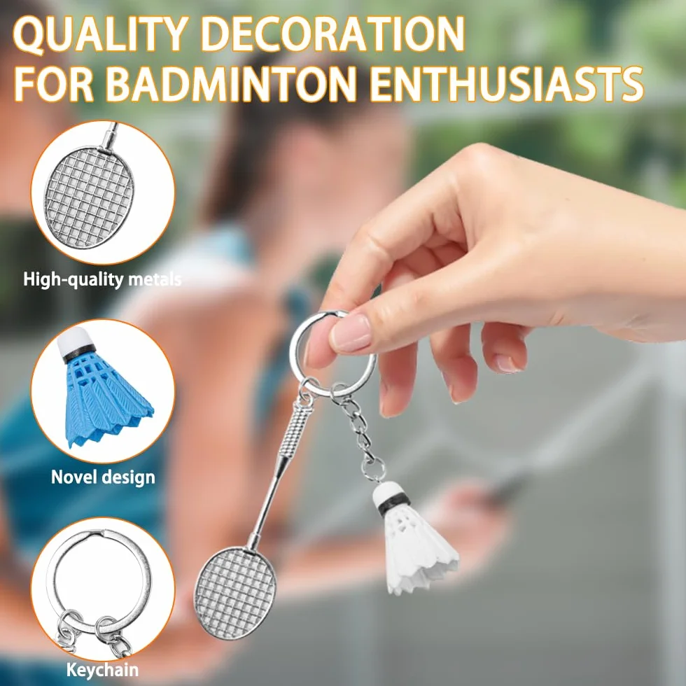 8 Pièces Porte Clé Badminton Porte Clé Volant Badminton Pendentif Adminton Mini porte Clé de badminton Key Ring pour Sacs à Dos Décoration 4 Couleurs