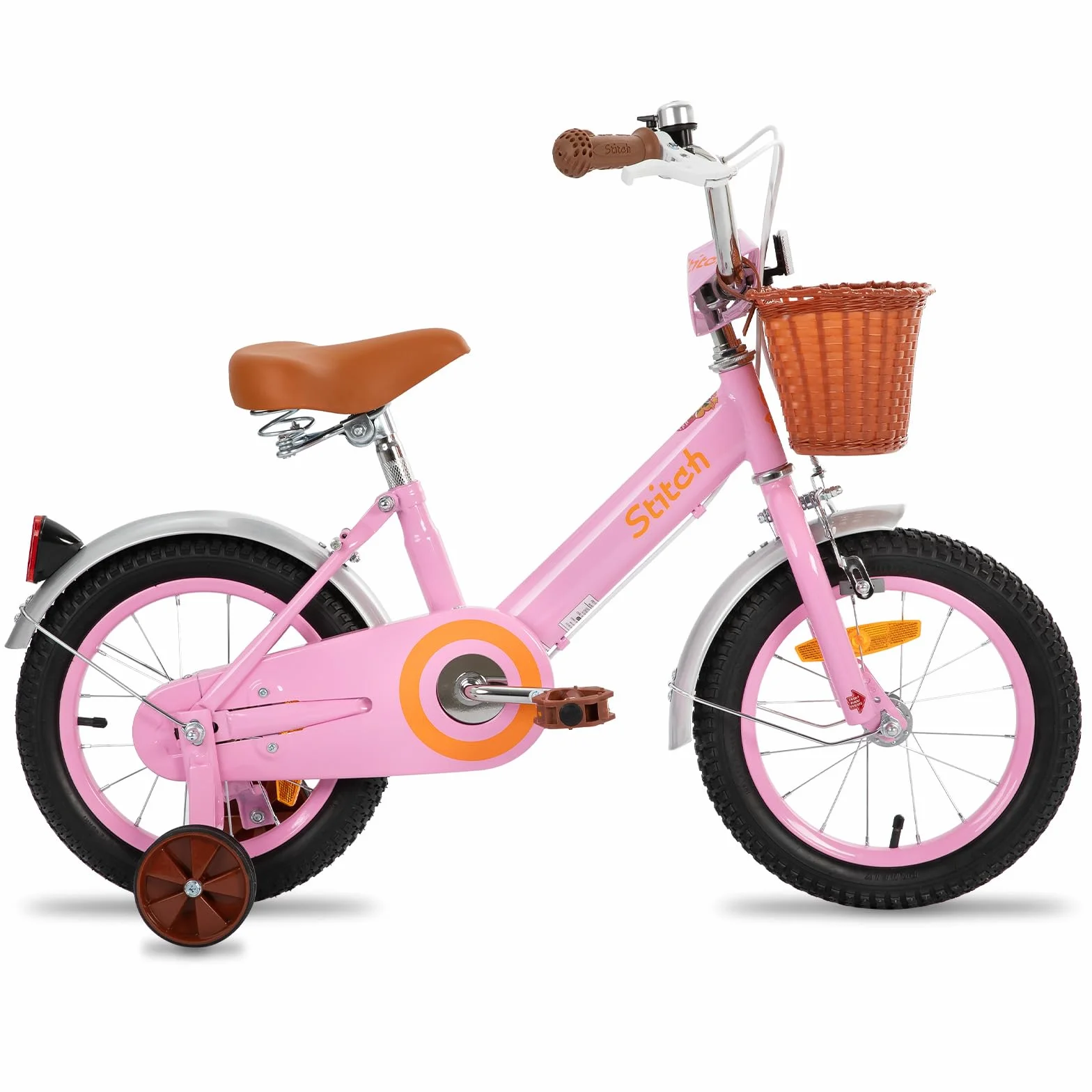 STITCH 12/14/16 Pouce vélo Enfant pour Filles 2-7 Ans, vélo Enfant 12/14/16 Pouce avec Panier et stabilisateur