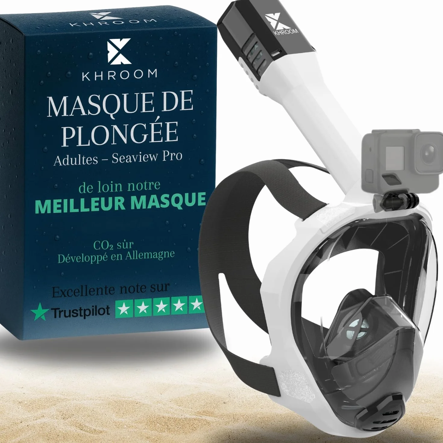 Khroom Masque de Plongée Intégral Seaview Pro Snorkeling Plein Visage Adulte sans Risque CO2