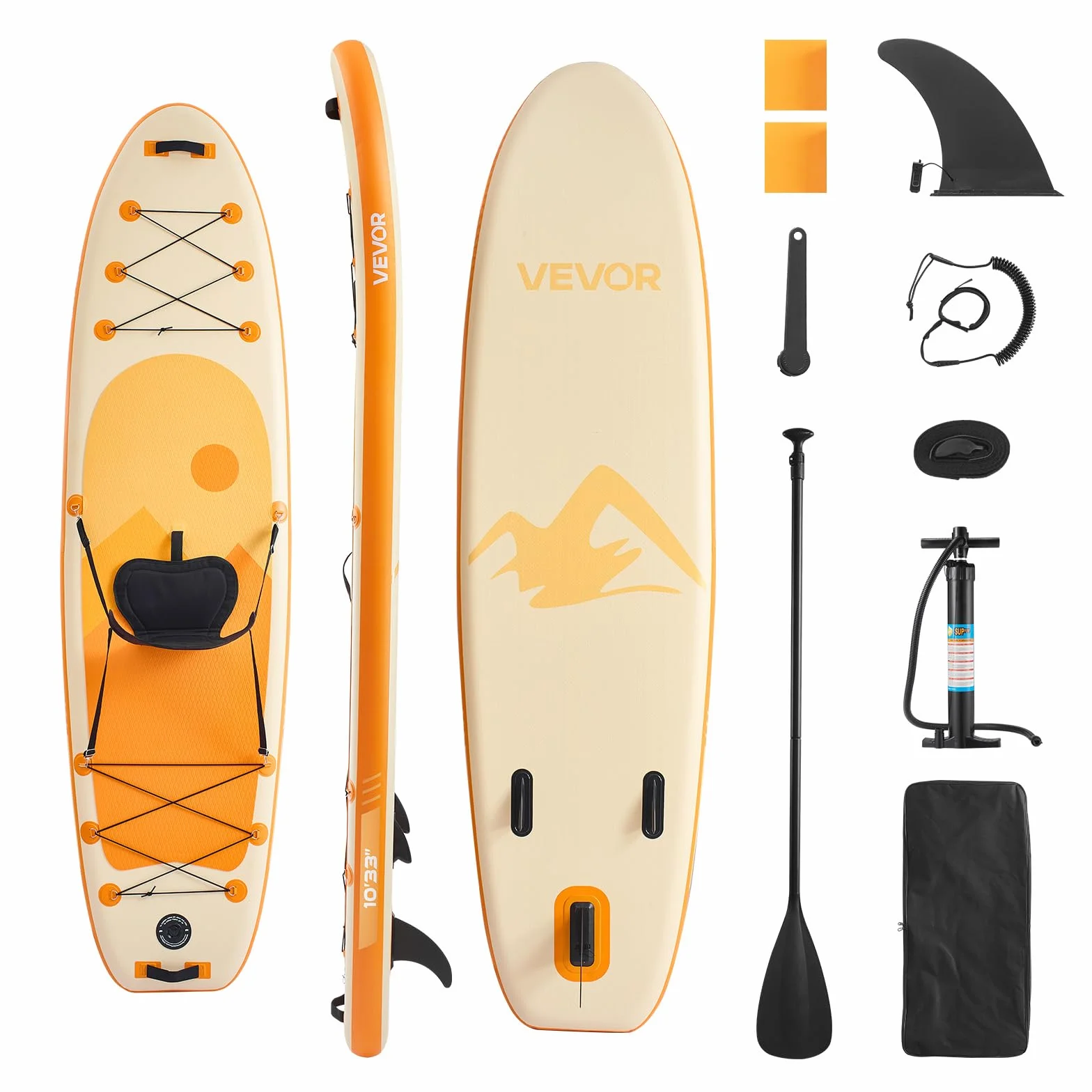 VEVOR Paddle gonflable avec siège, 304,8 x 83,8 x 15,2 cm, planche à pagaie debout sup ultra-légère avec accessoires, pompe, pagaie, aileron, sac à dos, laisse de cheville, sangle, pour jeunes adultes
