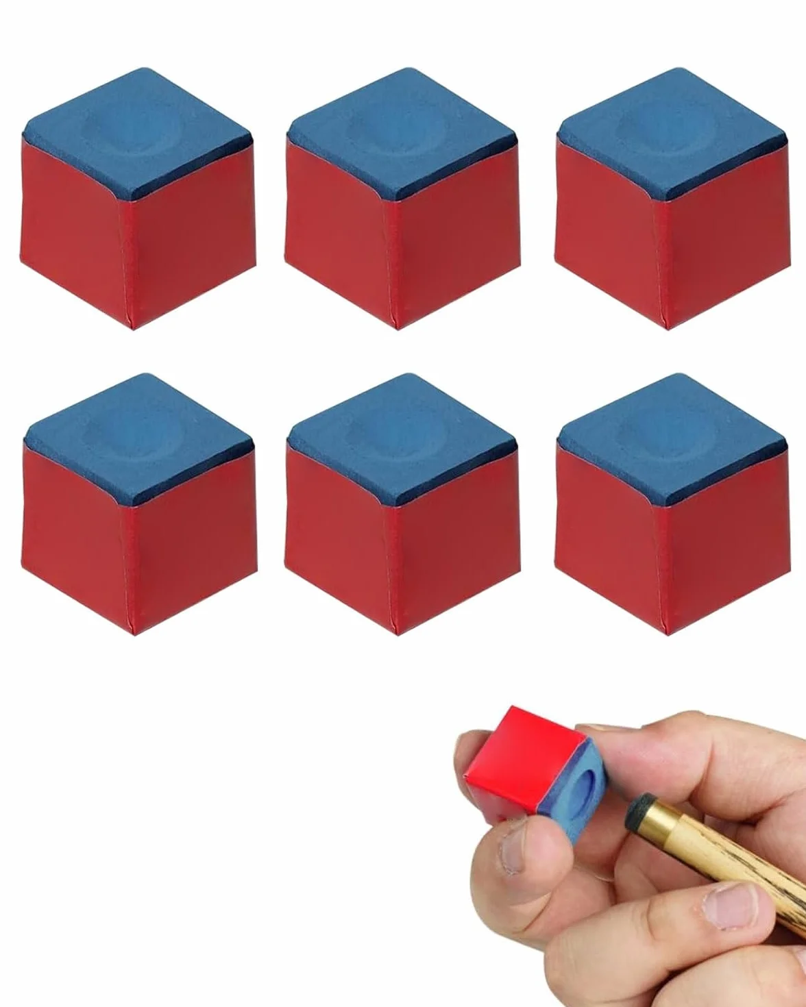 6 Pièces Billard Billard Craie Cue Chalk Pool Chalk Craie Billard Boîte Craie Billard Americain Idéals pour Tapis Billard No-Slip Adhérence Queue de Billard(bleu)