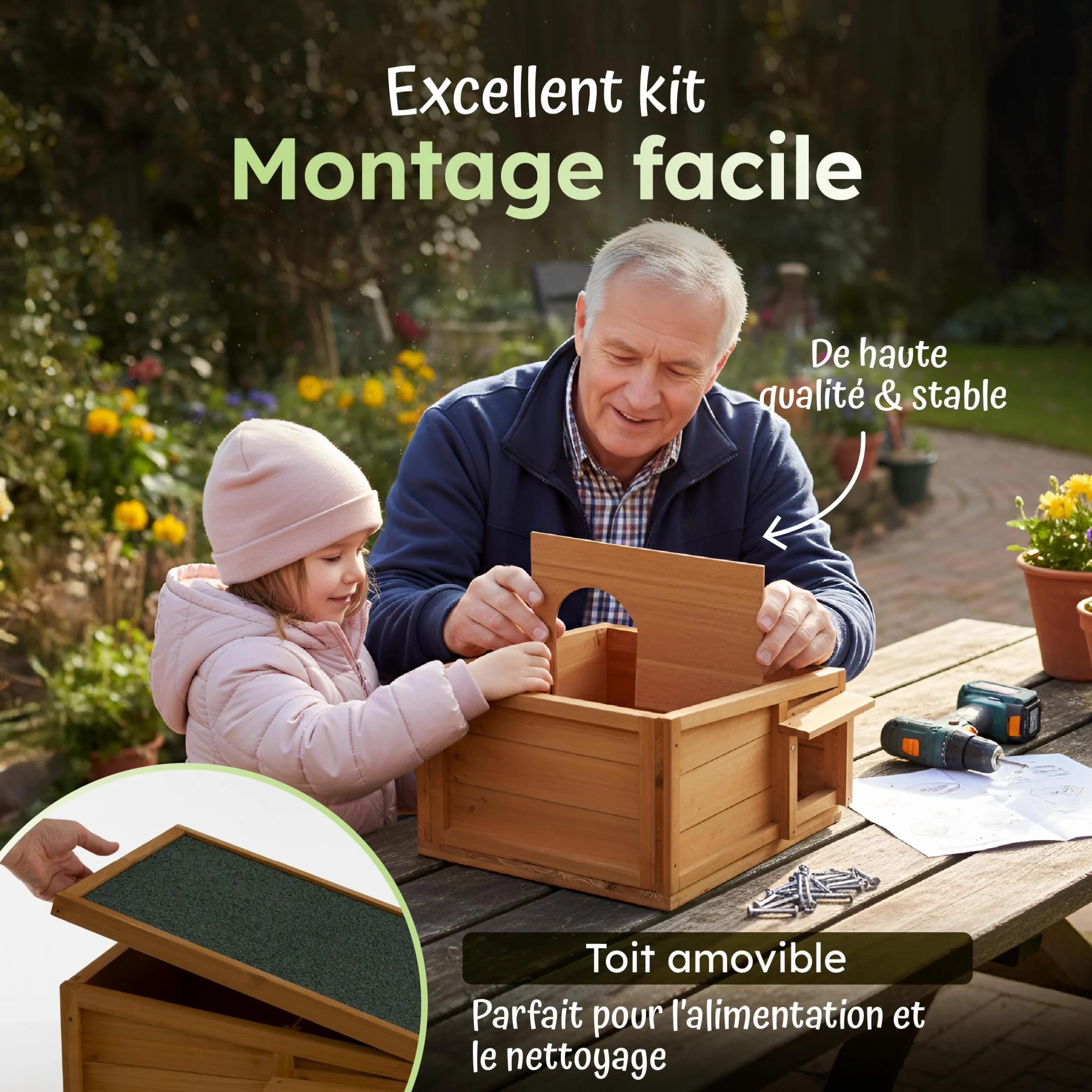 Moorland Cabane pour Hérissons en Bois FSC 45×41 cm – Maison Herisson Extérieur avec Toit Étanche & Amovible, Entrée Labyrinthe Ventilée – Modèle IH2